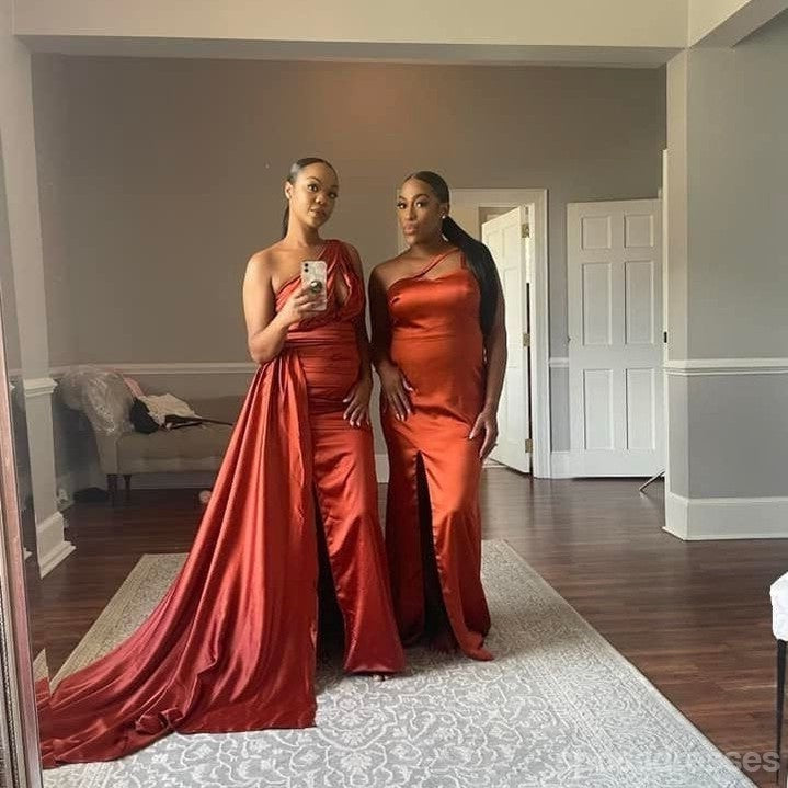 Mismatched Mermaid Side Slit One Shoulder Maxi Long Bridesmaid Dresses - Elegant Formal Gown for Weddings, Prom & Special Occasions | WG1776