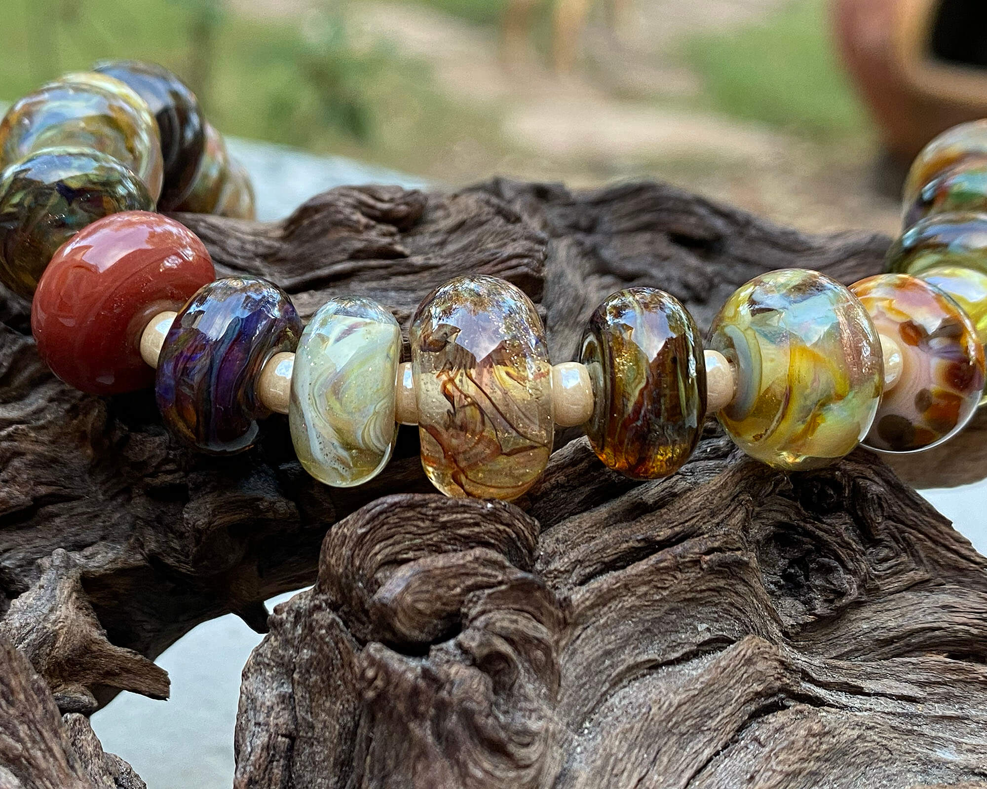 23pcs Brown Lampwork Beads Mix - Handmade Glass Beads for Jewelry Making, DIY Crafts, Bracelets & Necklaces - Perfect for Bohemian Style Accessories and Home Decor Projects