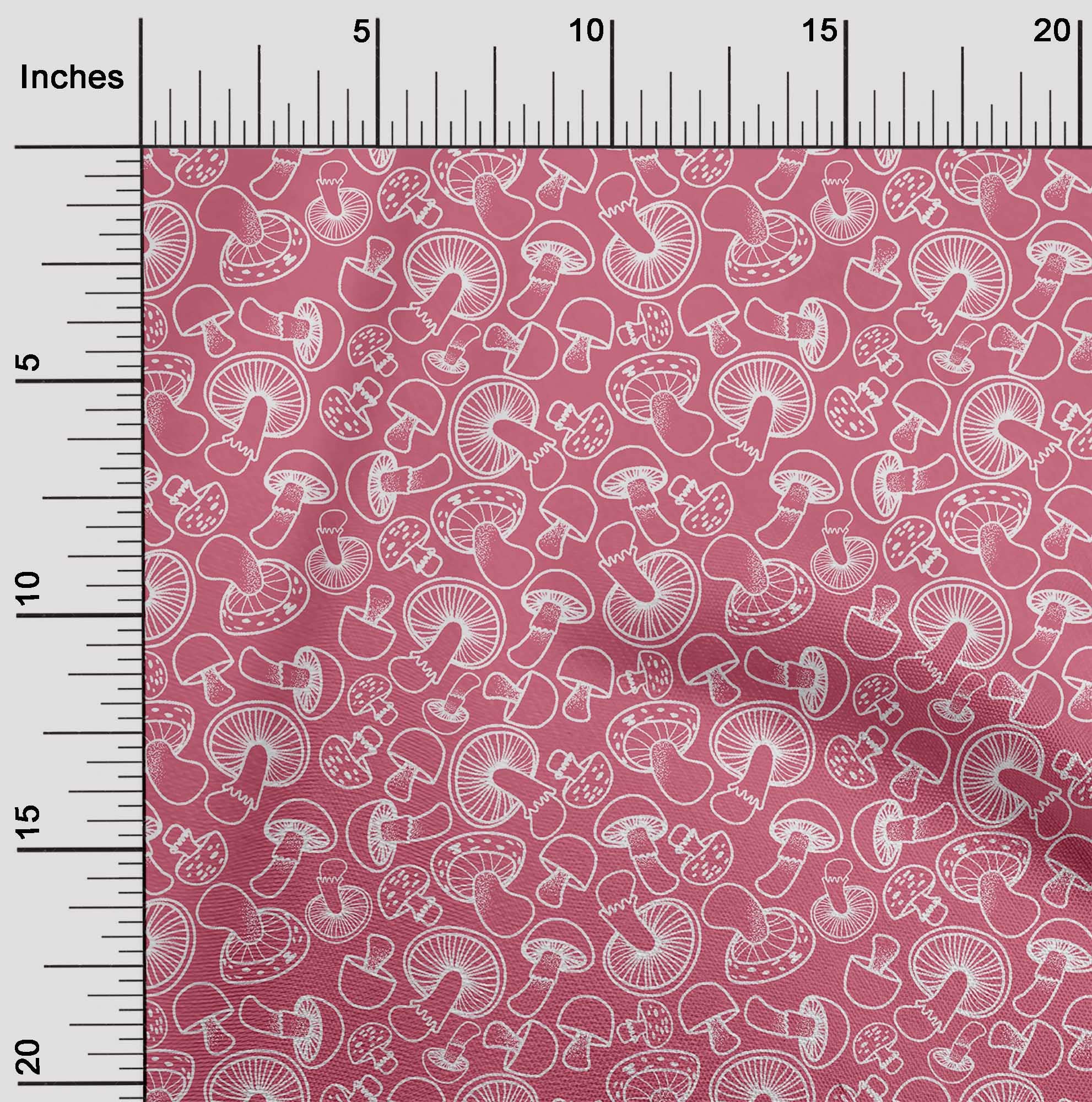 oneOone Viscose Jersey Pink Mushroom Print Fabric by The Yard - 60 Inch Wide Soft Draping Material for Dresses, Skirts & DIY Fashion Projects
