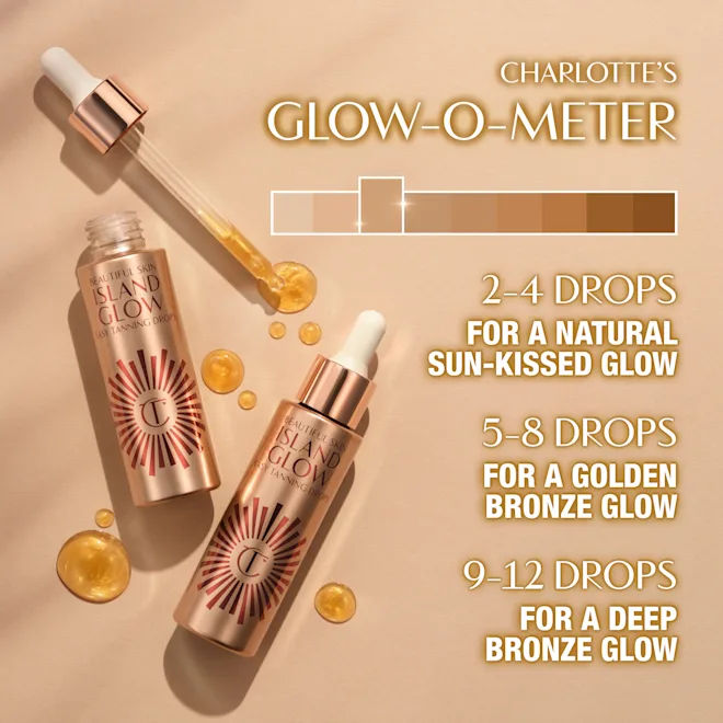 Beautiful Skin Island Glow Easy Tanning Drops - Natural Sunless Self Tanner for Face & Body - Achieve a Radiant Summer Glow at Home or Vacation