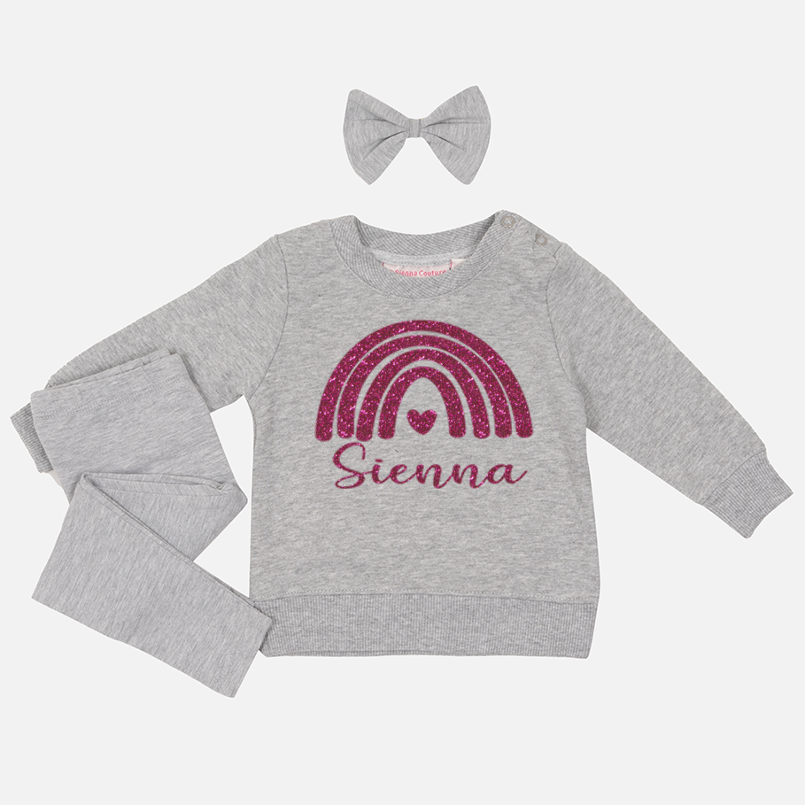 Custom Grey Crew Neck T-Shirt & Leggings Set - Personalized Matching Outfit for Women - Gym, Yoga, Lounge & Casual Wear