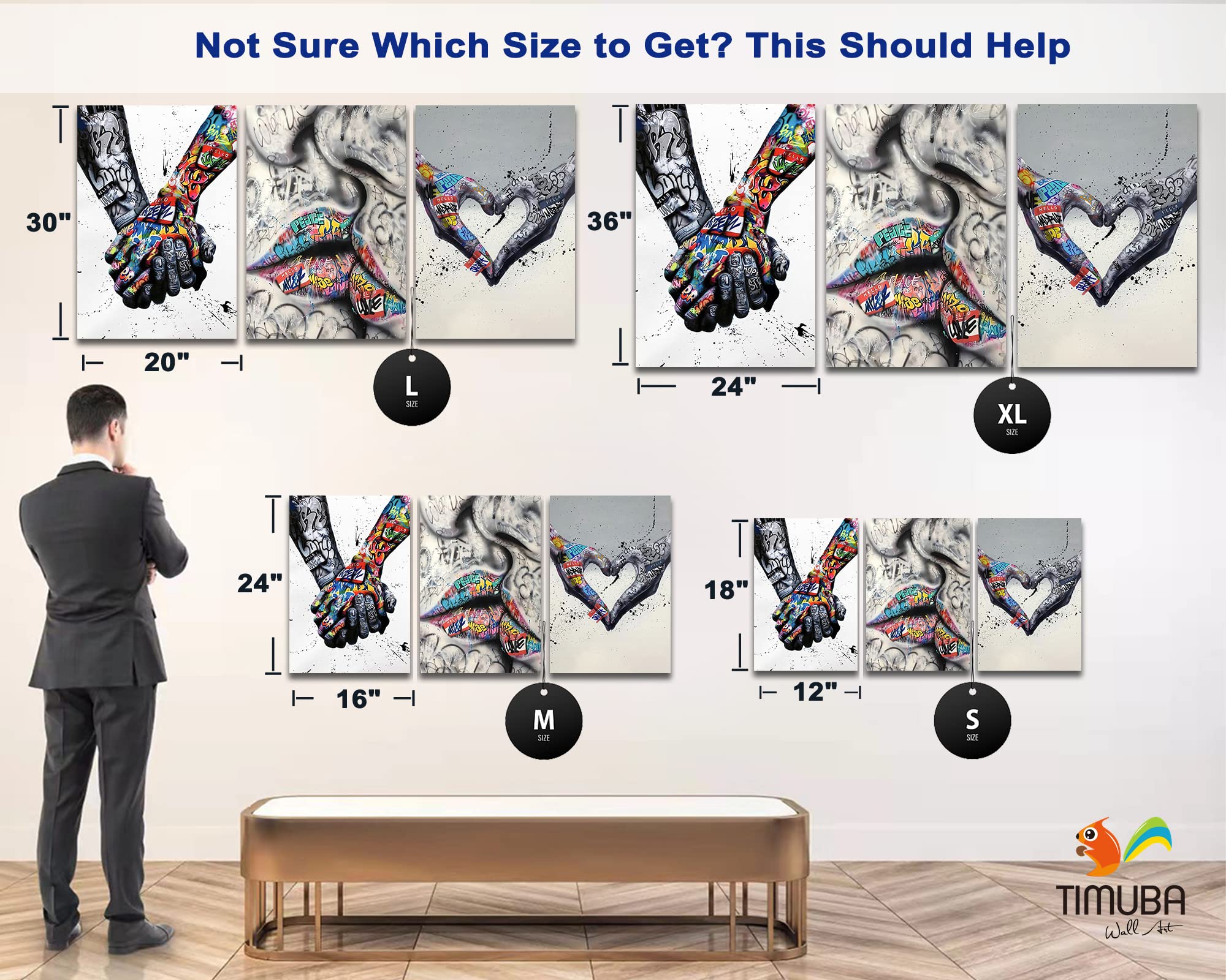 Urban Graffiti Wall Art Set - 3-Piece Street Art Canvas Prints, Modern Pop Art Decor for Bedroom & Living Room - Framed Graffiti Hand Prints (24x36 Inches) | Perfect for Home, Office & Cafe Wall Decoration