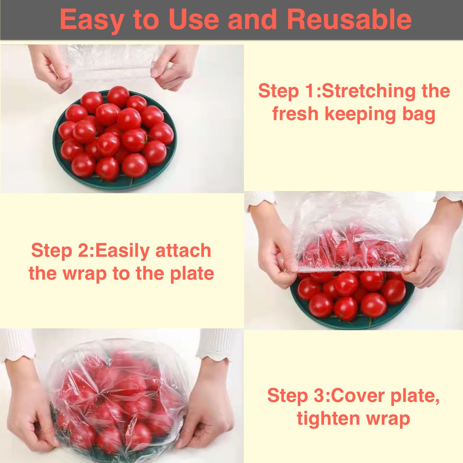 Reusable Stretchable Plastic Food Covers - Elastic Adjustable Bowl Lids & Fresh Keeping Bags (200PCS) | Perfect for Picnics, Leftovers & Meal Prep Storage