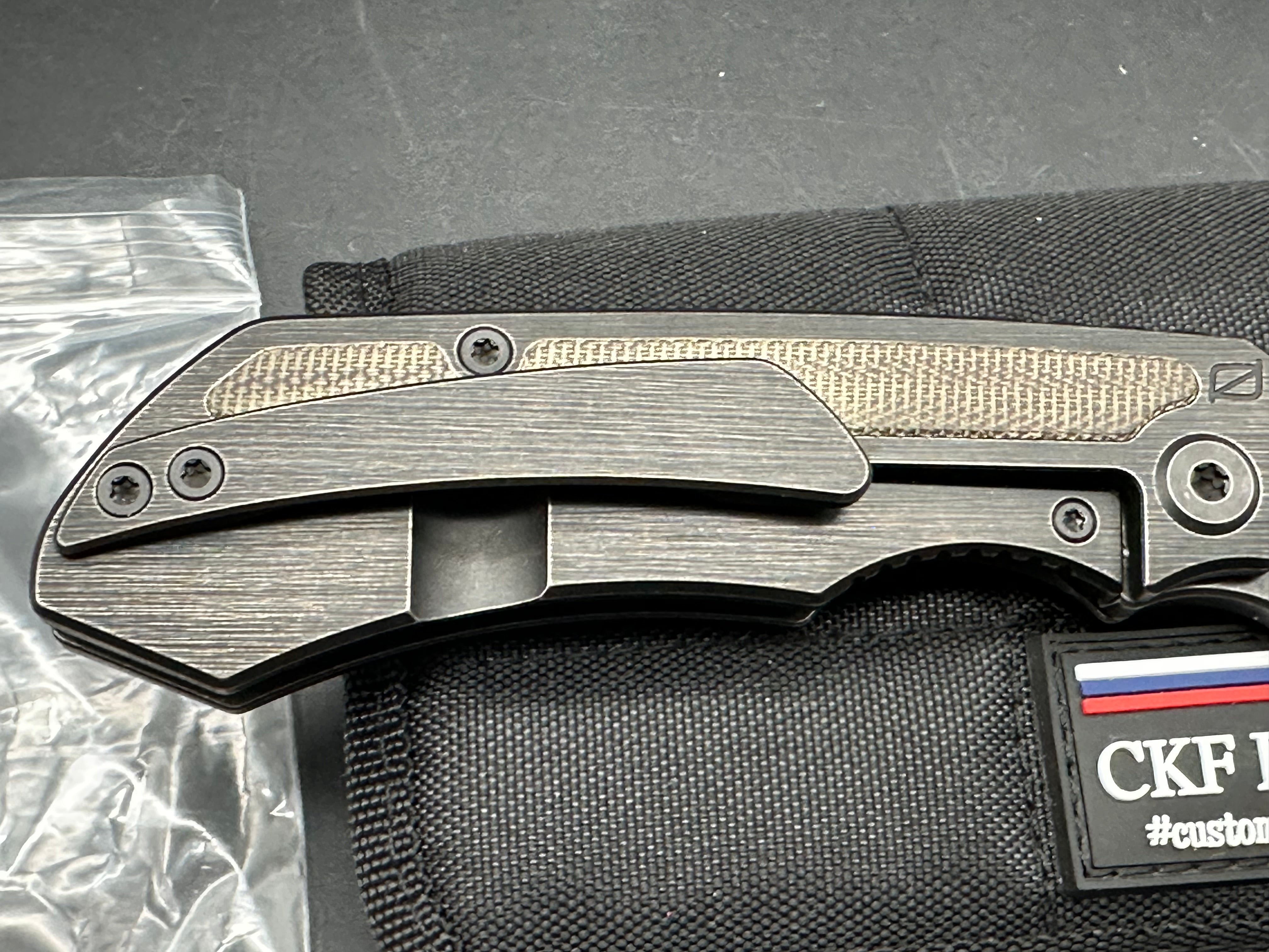 Custom Knife Factory CKF Rotten EVO 3.0D #544 - M390 Hollow Ground Blade, Full Blackwash Finish, OD Green Micarta Inlays - Premium EDC Folding Knife for Outdoor, Camping & Tactical Use