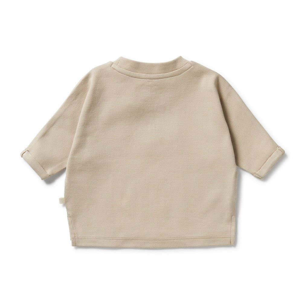 Organic Cotton Ribbed Long Sleeve T-Shirt for Women - Soft Comfortable Biscuit Color Top - Perfect for Casual Wear, Layering & Everyday Outfits