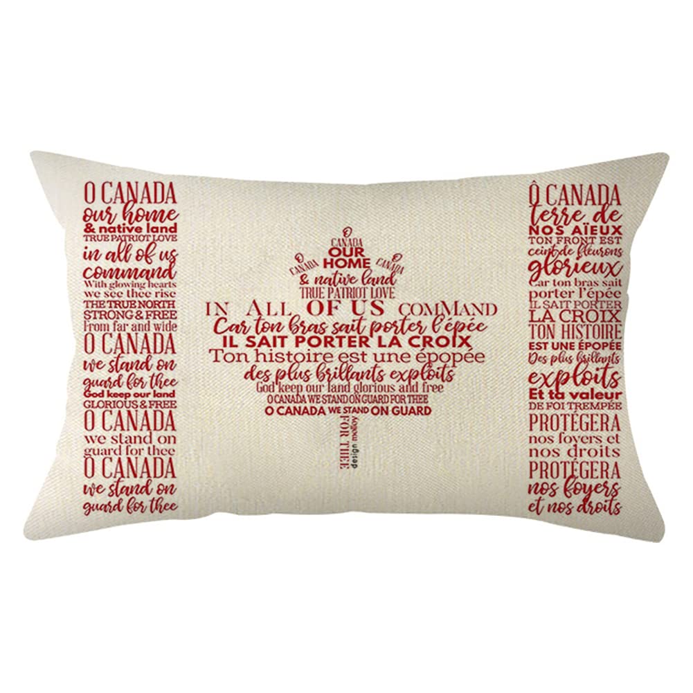 Farmhouse Lumbar Pillow Covers 12x20 Inch - Canada Our Home Quotes - Decorative Cushion Cases for Sofa, Couch & Living Room - Cozy Home Decor Accent