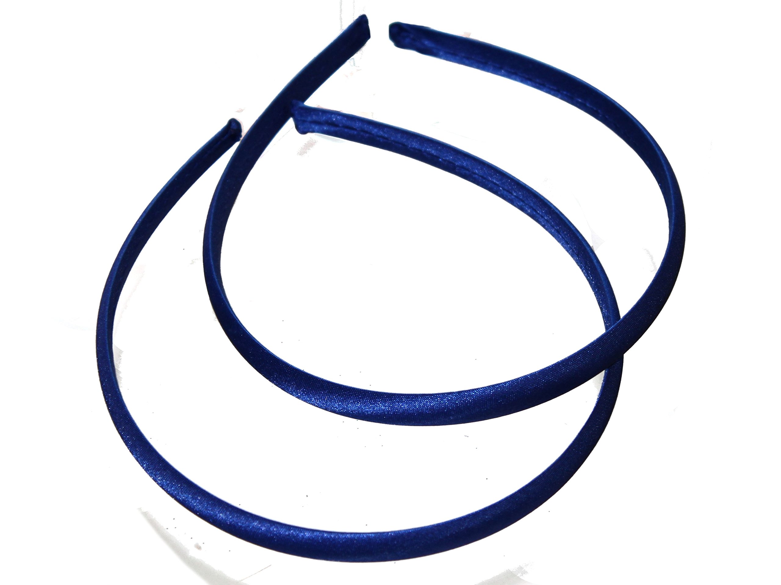 2 Pack Royal Blue Satin Alice Bands for Girls - 1cm Wide Hair Accessories for School, Parties & Everyday Wear - Back to School Essentials