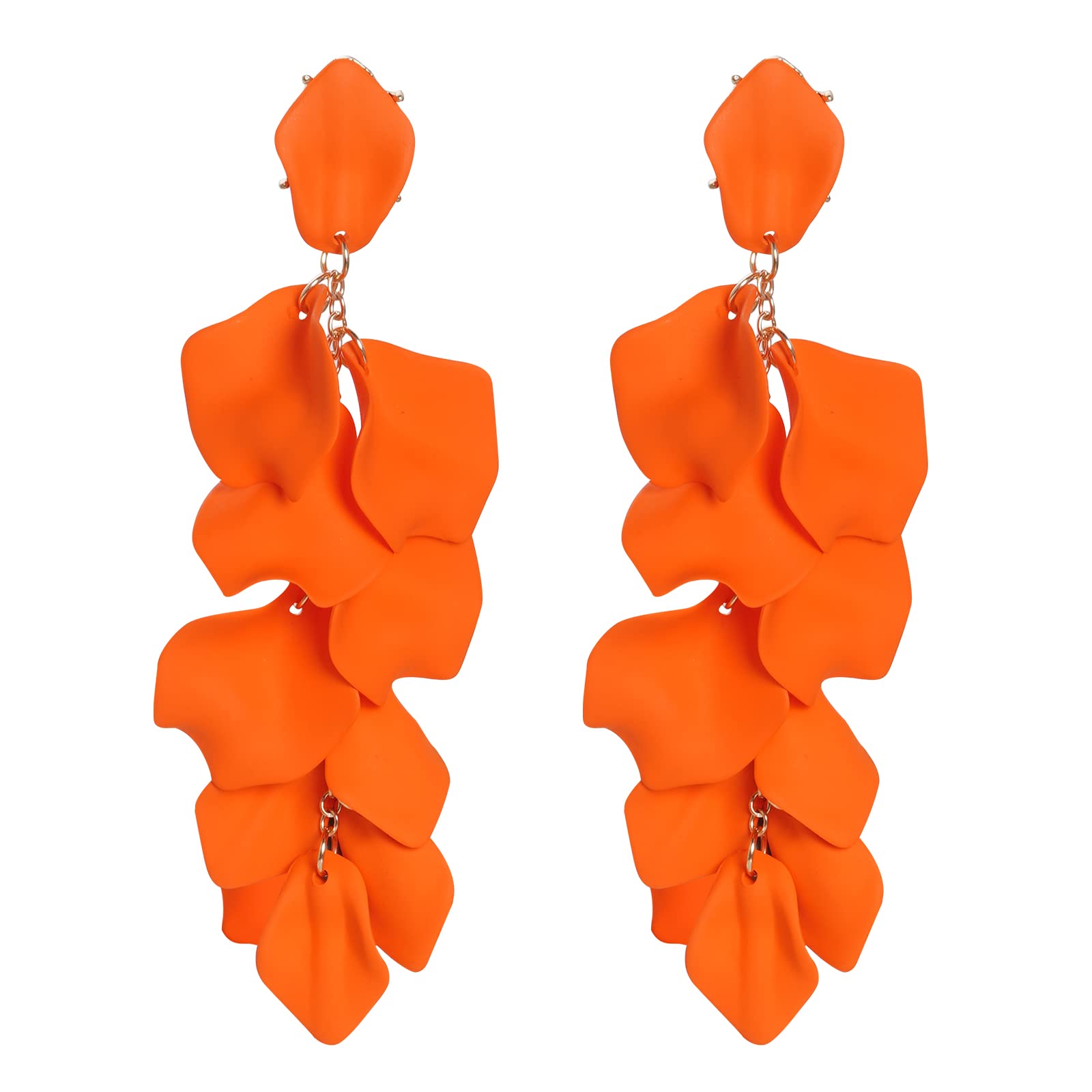 Rbenxia 1 Pair Long Acrylic Rose Petal Dangle Earrings for Women - Elegant Floral Drop Statement Jewelry for Parties, Weddings & Date Nights
