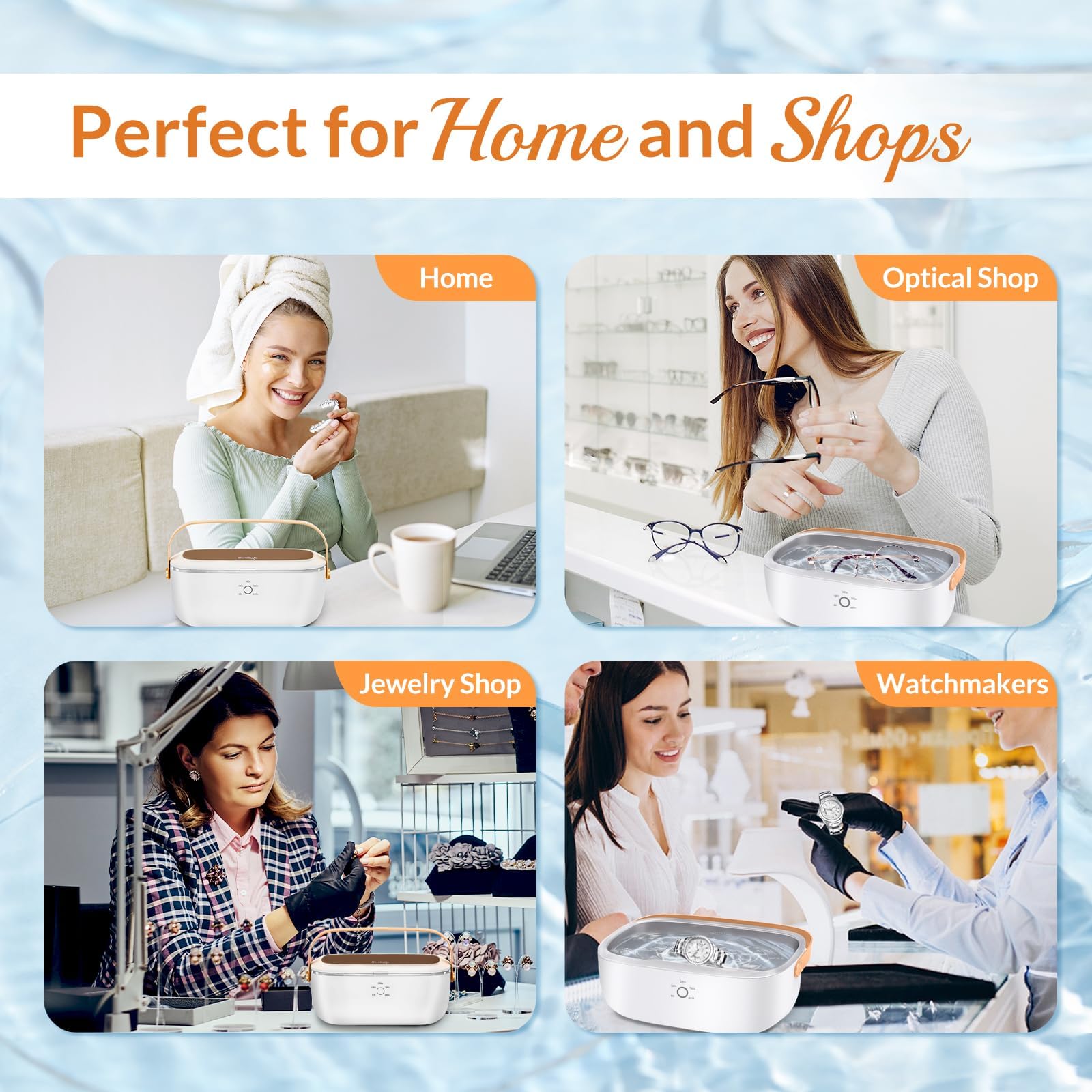 Professional Ultrasonic Cleaner 425ml - High Power 48kHz for Jewelry, Eyeglasses, Watches & Dentures - Large Tank with 5 Timer Settings & One-Touch Operation - Portable & Quiet - Perfect for Home, Travel & Professional Use