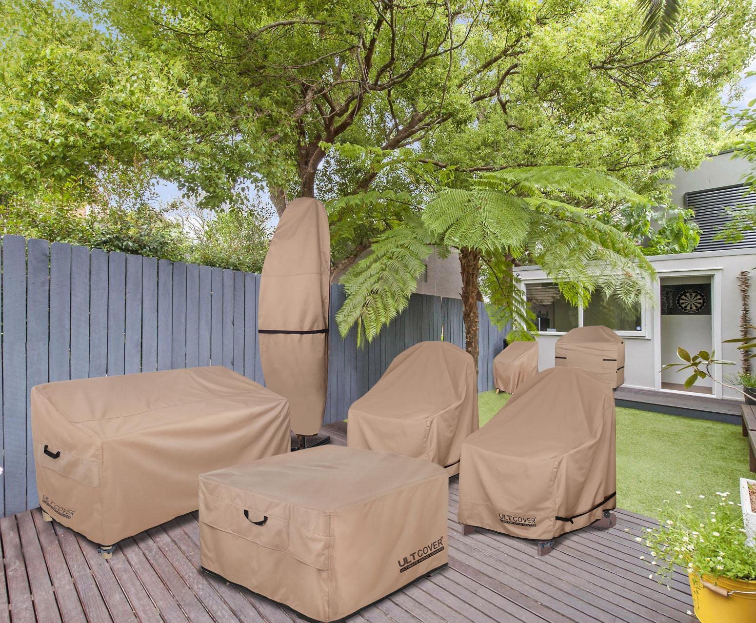 ULTCOVER Waterproof 3-Seater Patio Sofa Cover 74W x 35D x 35H Inch - Outdoor Furniture Protector for Rain, Sun & Snow - Perfect for Deck, Garden & Backyard