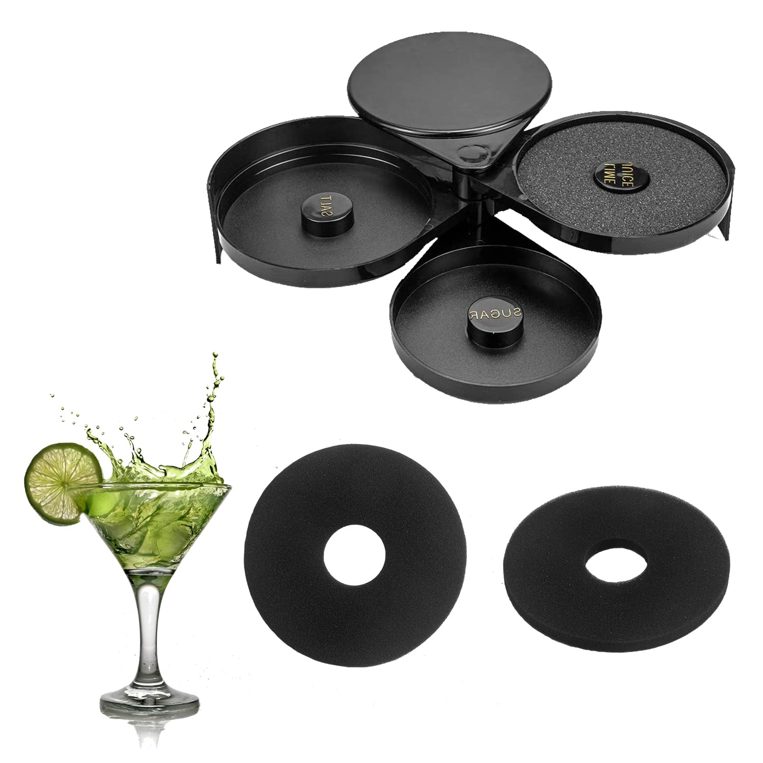 8-Piece Bar Rimmer Sponges Set - Professional Bartender Tool for Glassware, Cocktails, Margarita Salt Rims & Salt Trays - Perfect for Home Bars, Cocktail Parties & Professional Bartending