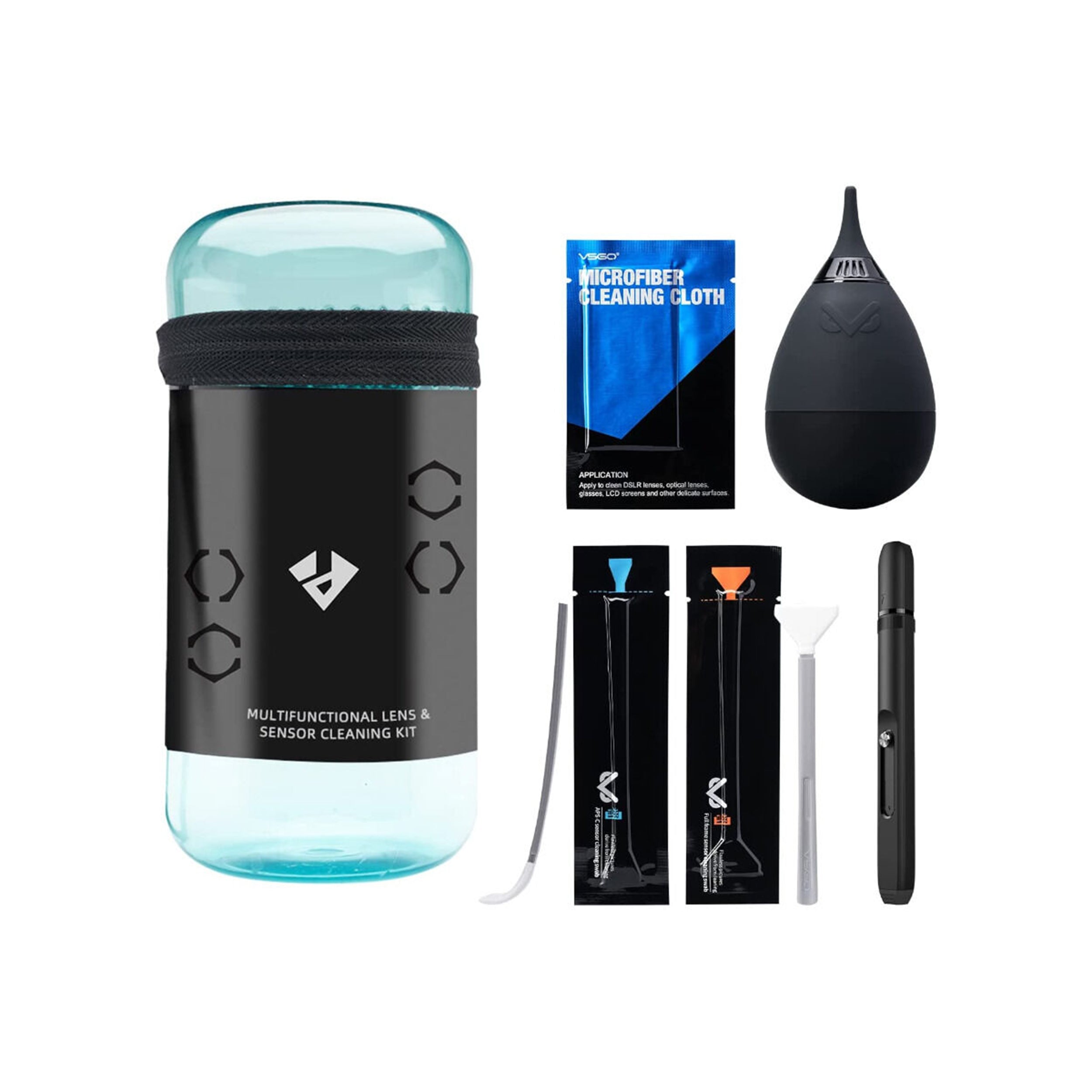 3 LEGGED THING VSGO VS A7E Professional Camera Lens & Sensor Cleaning Kit – Dust Removal Brush, Air Blower, Microfiber Cloth – Perfect for DSLR, Mirrorless & Digital Cameras – Travel & Outdoor Photography Essential