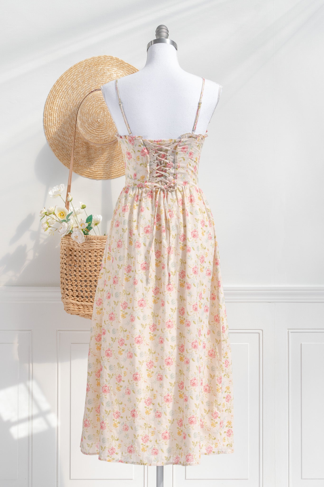 Georgiana Cotton Midi Dress - Flowy Summer Dress for Women, Casual Boho Chic Style, Perfect for Beach, Vacation & Everyday Wear