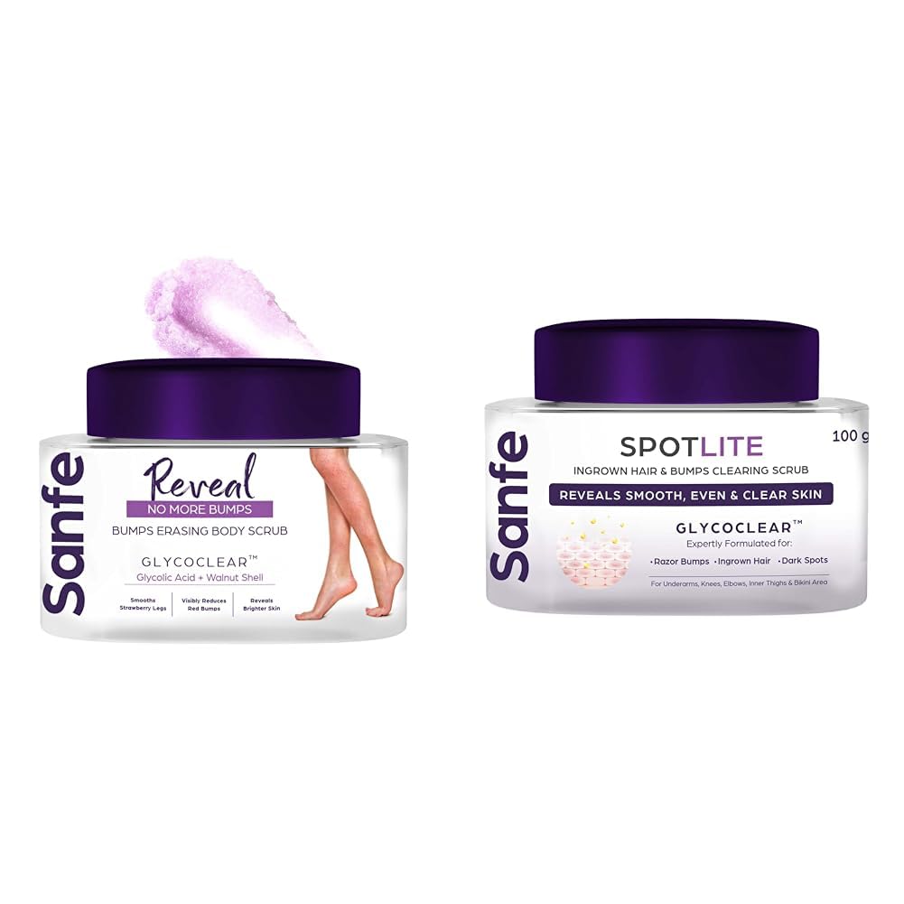 Sanfe Reveal No More Bumps Body Scrub - Exfoliating Treatment for Rough & Bumpy Skin, Ingrown Hair & Dark Underarms - Gentle Cleansing for Smooth Skin - Perfect for Post-Shaving & Pre-Summer Prep