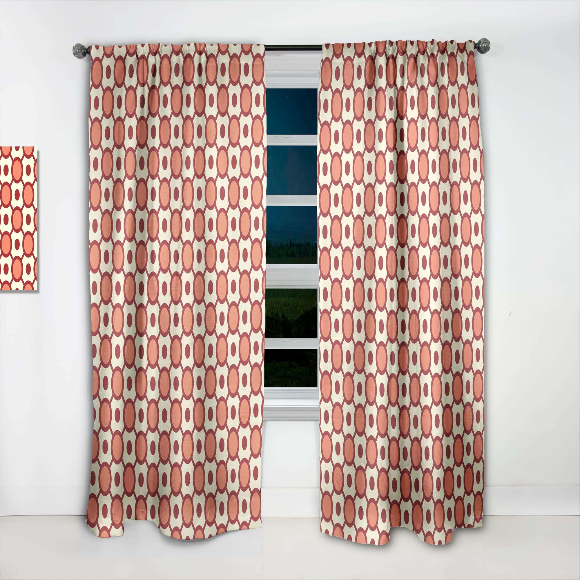 DesignQ Abstract Retro Geometric Pattern Blackout Curtains - Thermal Insulated Single Panel 52x120 Inches for Bedroom & Living Room - Noise Reducing Window Drapes for Home Office & Nursery