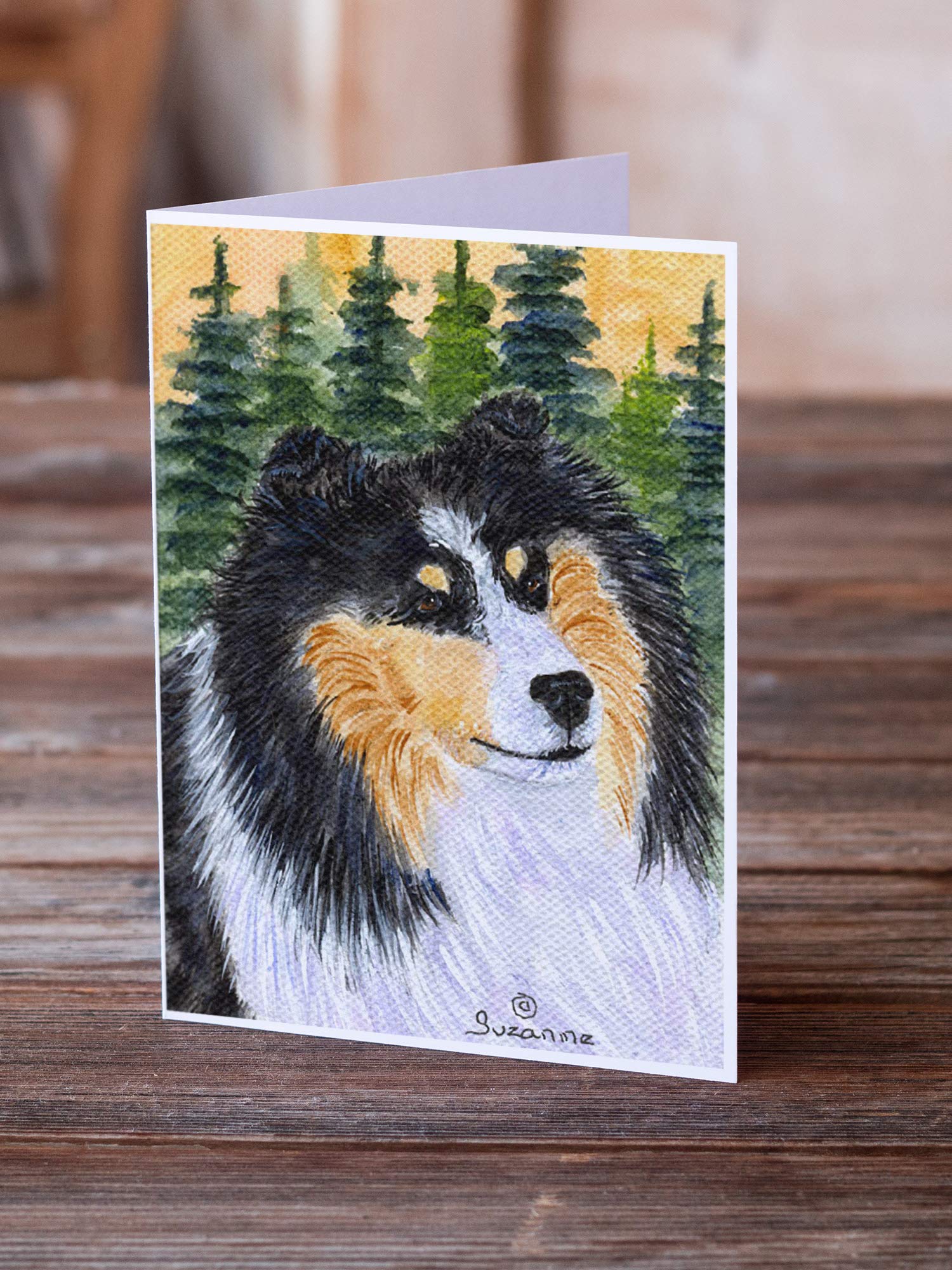 Blank Sheltie Greeting Cards & Envelopes - Pack of 8 Whimsical A7 (5x7) Note Cards for All Occasions | Perfect for Birthdays, Thank You Notes & Holiday Greetings | Caroline's Treasures SS8140GCA7P