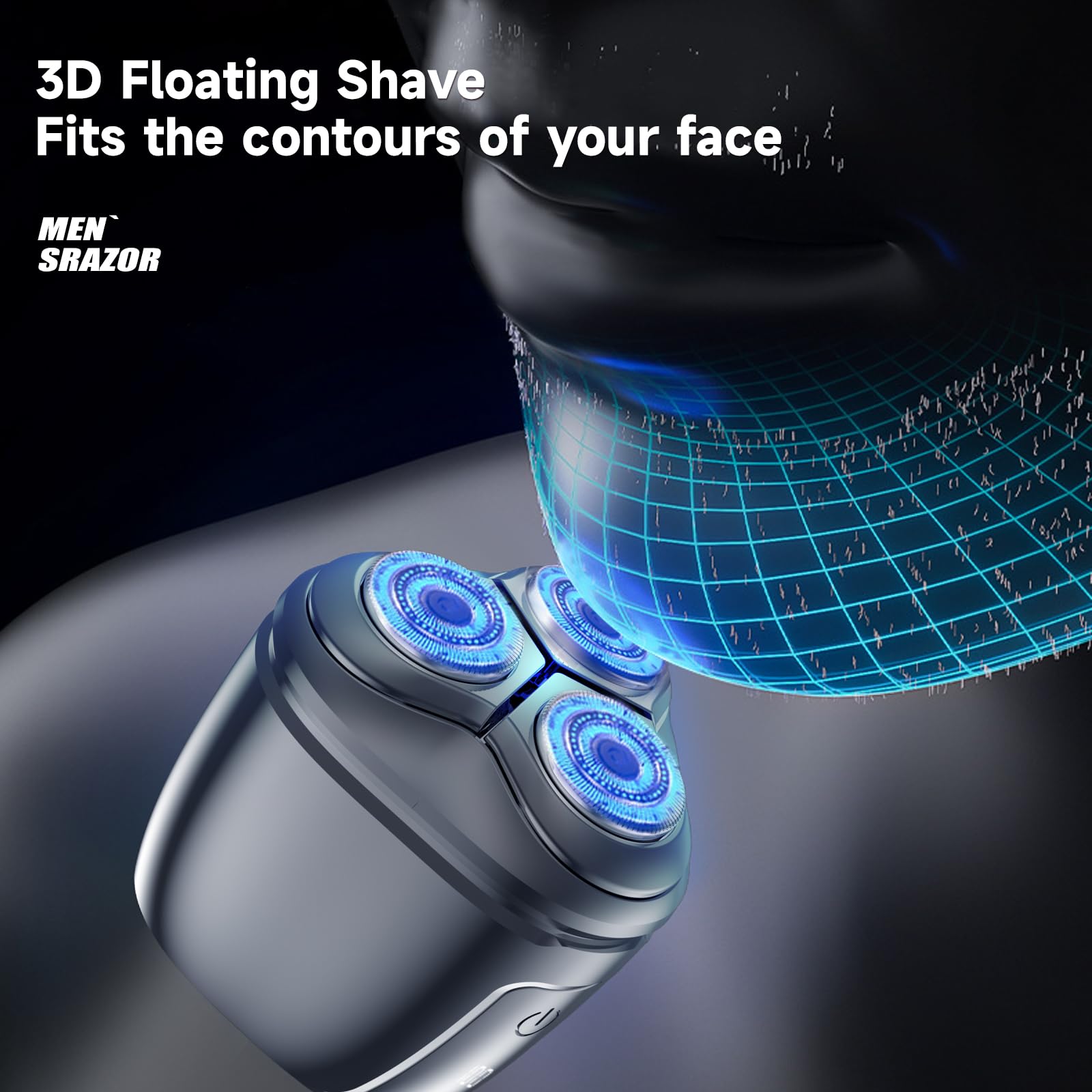 Electric Head Shaver for Bald Men - Rechargeable Wet/Dry Rotary Shaver with LED Display, 3D Magnetic Technology, Waterproof & Portable Travel Grooming Kit (Silver) - Perfect for Home, Gym & Business Trips