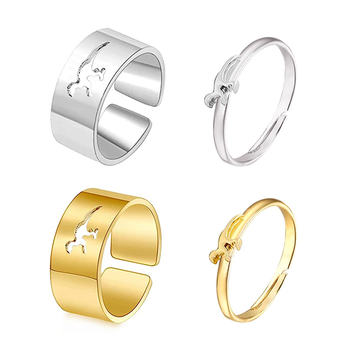 4-Piece Matching Butterfly Rings Set for Women & Girls - Trendy Heart, Moon, Star & Airplane Promise Rings - Perfect for Couples, Wedding & Engagement Gifts - Ideal for Anniversaries, Valentine's Day & Romantic Occasions