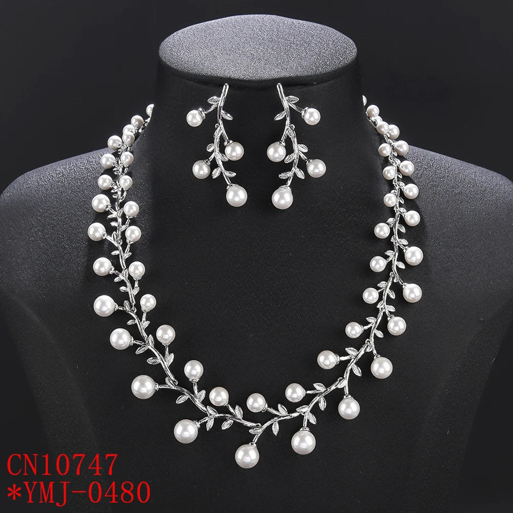 Elegant White Pearl Necklace Set for Women - Wedding & Party Jewelry with Zirconia - Unique Fashion Jewelry Gift for Brides, Bridesmaids & Special Occasions