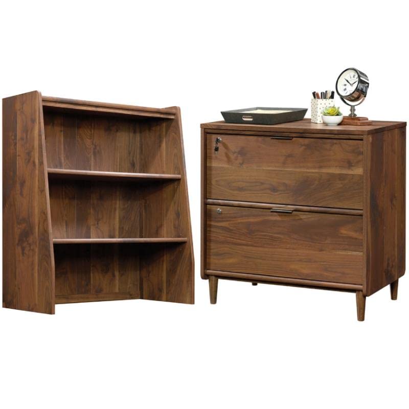 Home Square 2-Piece Office Set - Lateral File Cabinet & 2-Shelf Bookcase Hutch for Home Office Organization, File Storage & Book Display