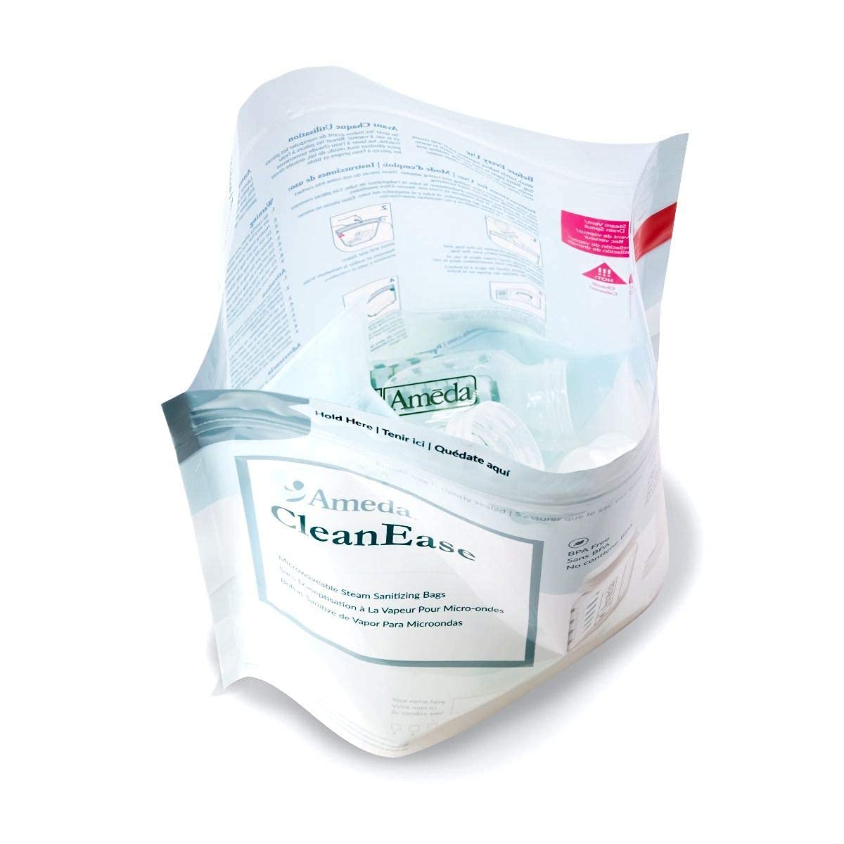 Ameda CleanEase Microwave Steam Sanitizer Bags - 100 Count, BPA Free, Reusable up to 20 Times per Bag - Perfect for Baby Bottles, Pacifiers & Breast Pump Parts Sterilization