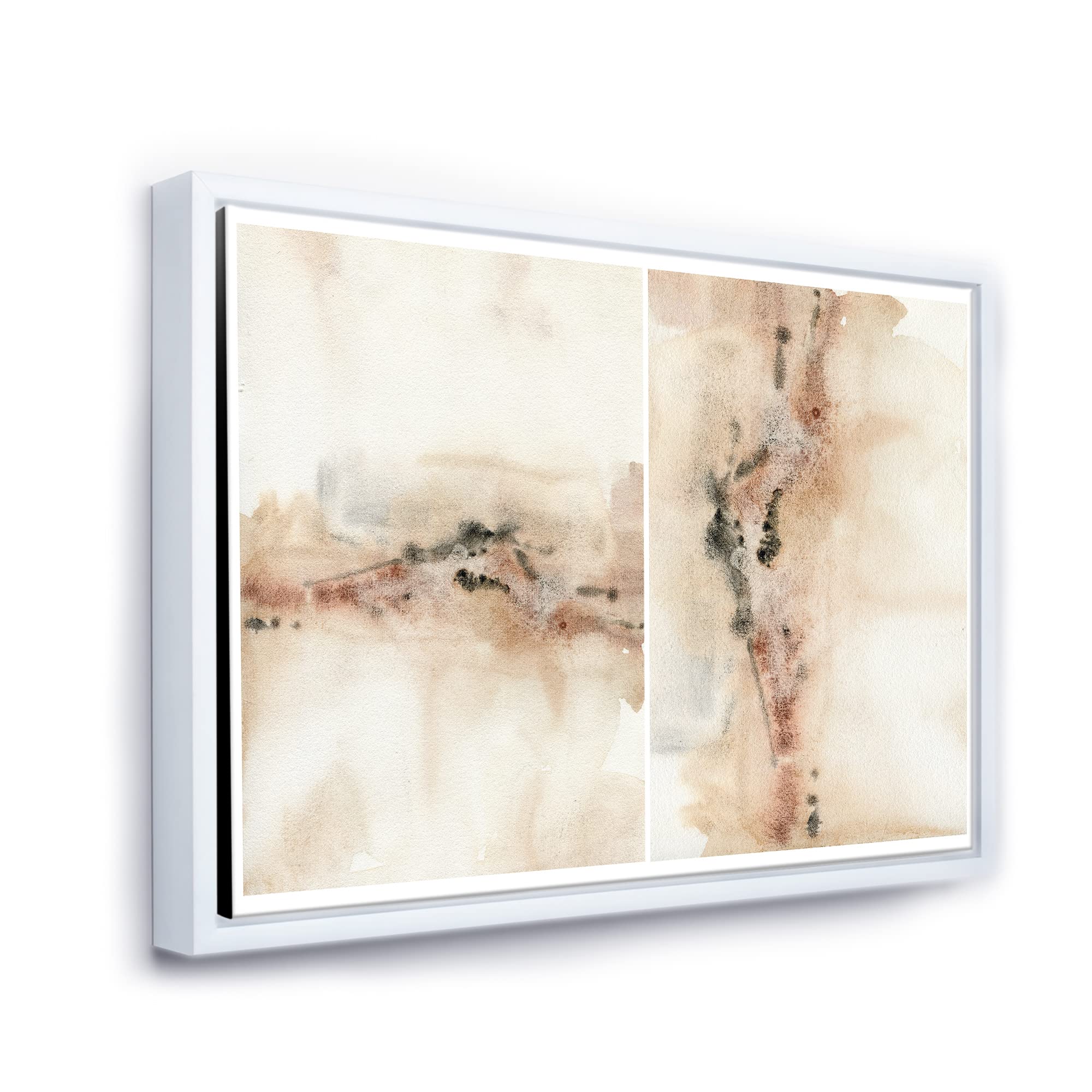 Abstract Yellow Beige Red Pink Spots Pastel Framed Canvas Wall Art Print - Modern Home Decor for Living Room, Bedroom & Office