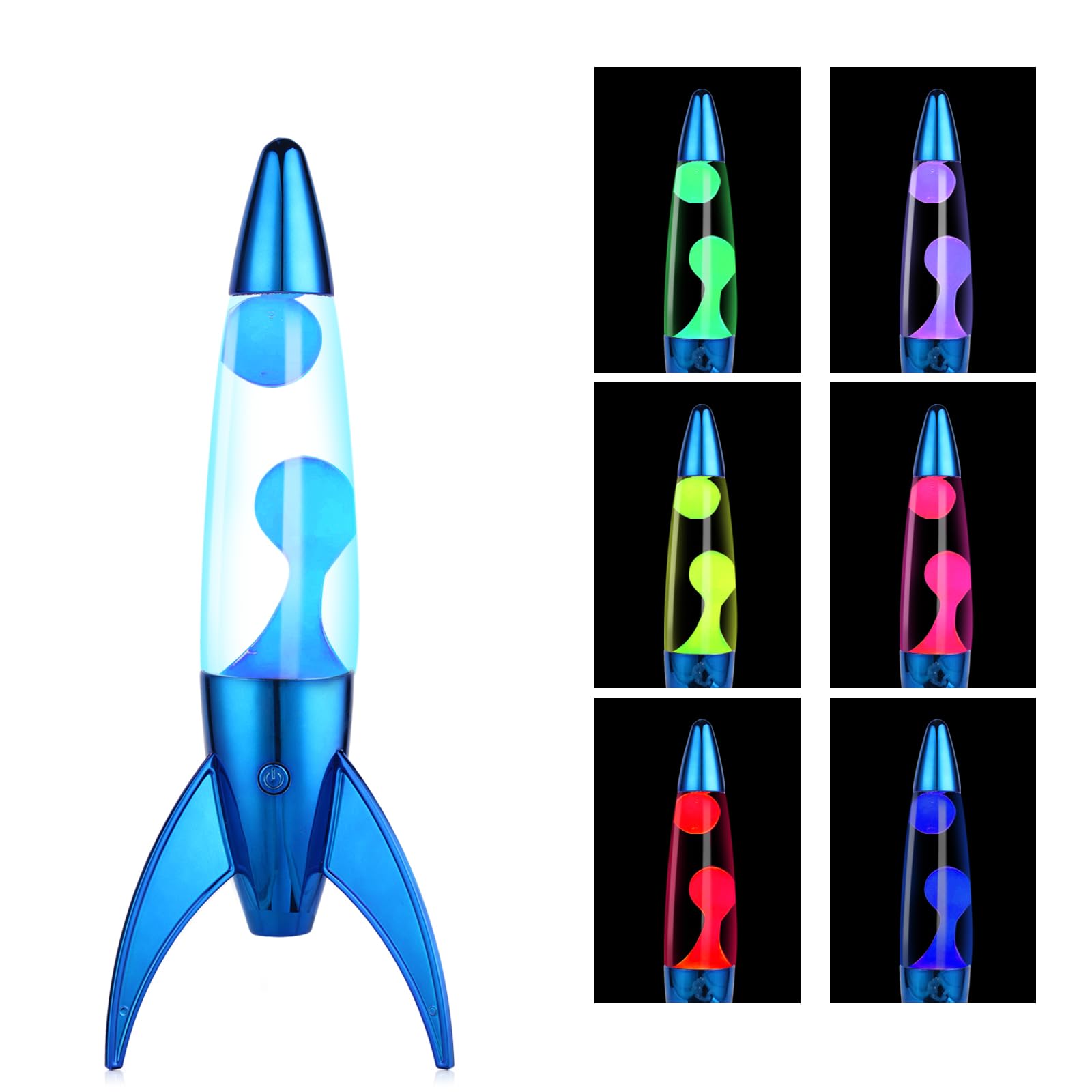 7-Color Changing Rocket LED Liquid Motion Lamp - Bubble-Free Safe DC Night Light for Kids & Adults - Perfect for Bedroom, Nursery & Relaxation (Clear/White)