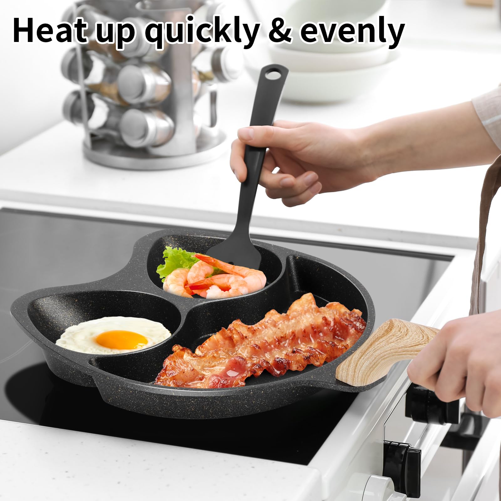 Non-Toxic German Ceramic Coating 3-Cup Egg Pan - Aluminum Nonstick Omelette Skillet, Small Frying Pan for Pancakes & Fried Eggs - Stovetop & Induction Compatible Cookware - Perfect for Breakfast, Camping & Small Kitchen Cooking