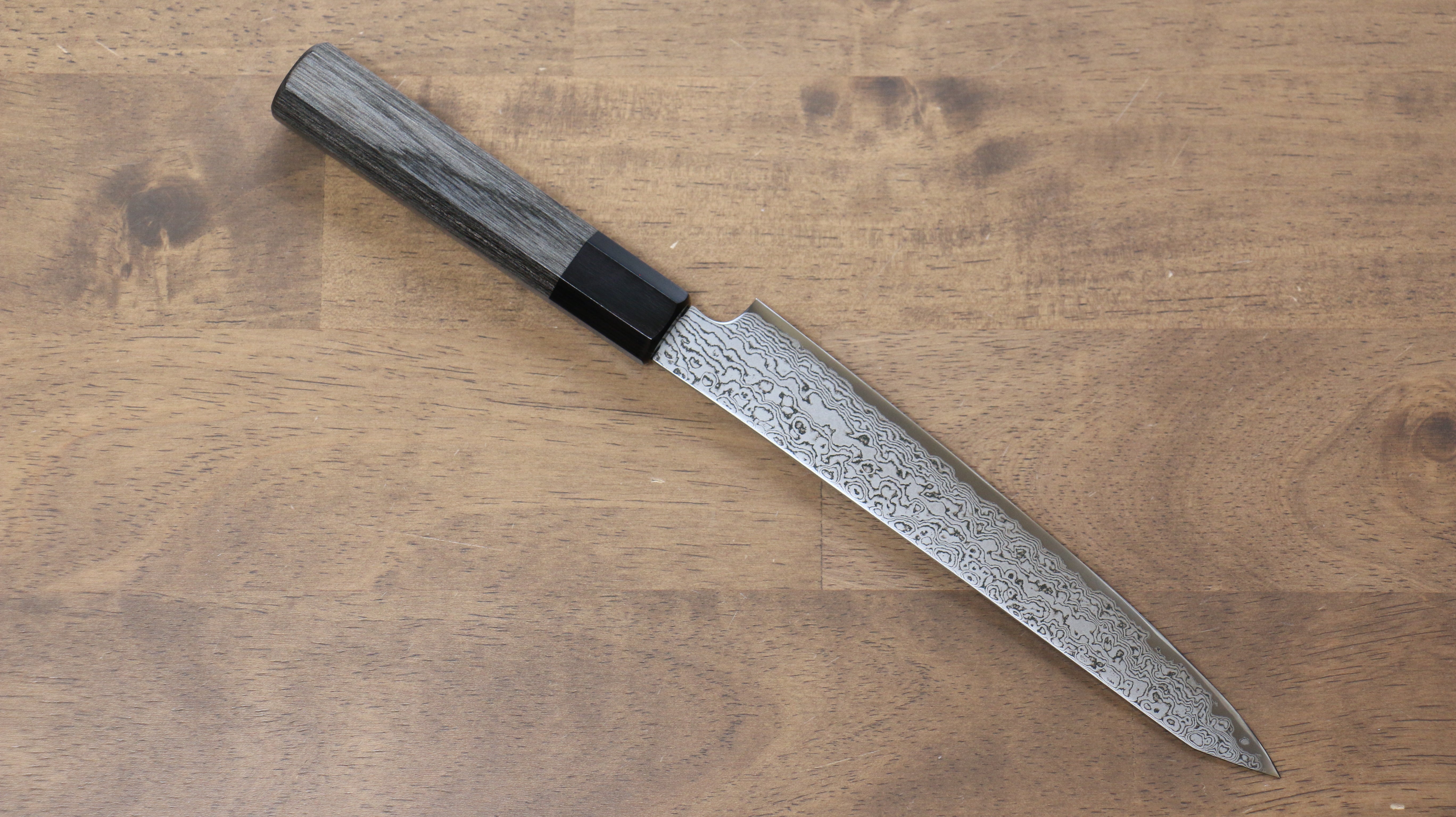VG10 Damascus Kiritsuke Petty Utility Knife 180mm - High Carbon Stainless Steel Blade with Gray Pakka Wood Handle - Perfect for Slicing, Dicing & Precision Kitchen Tasks