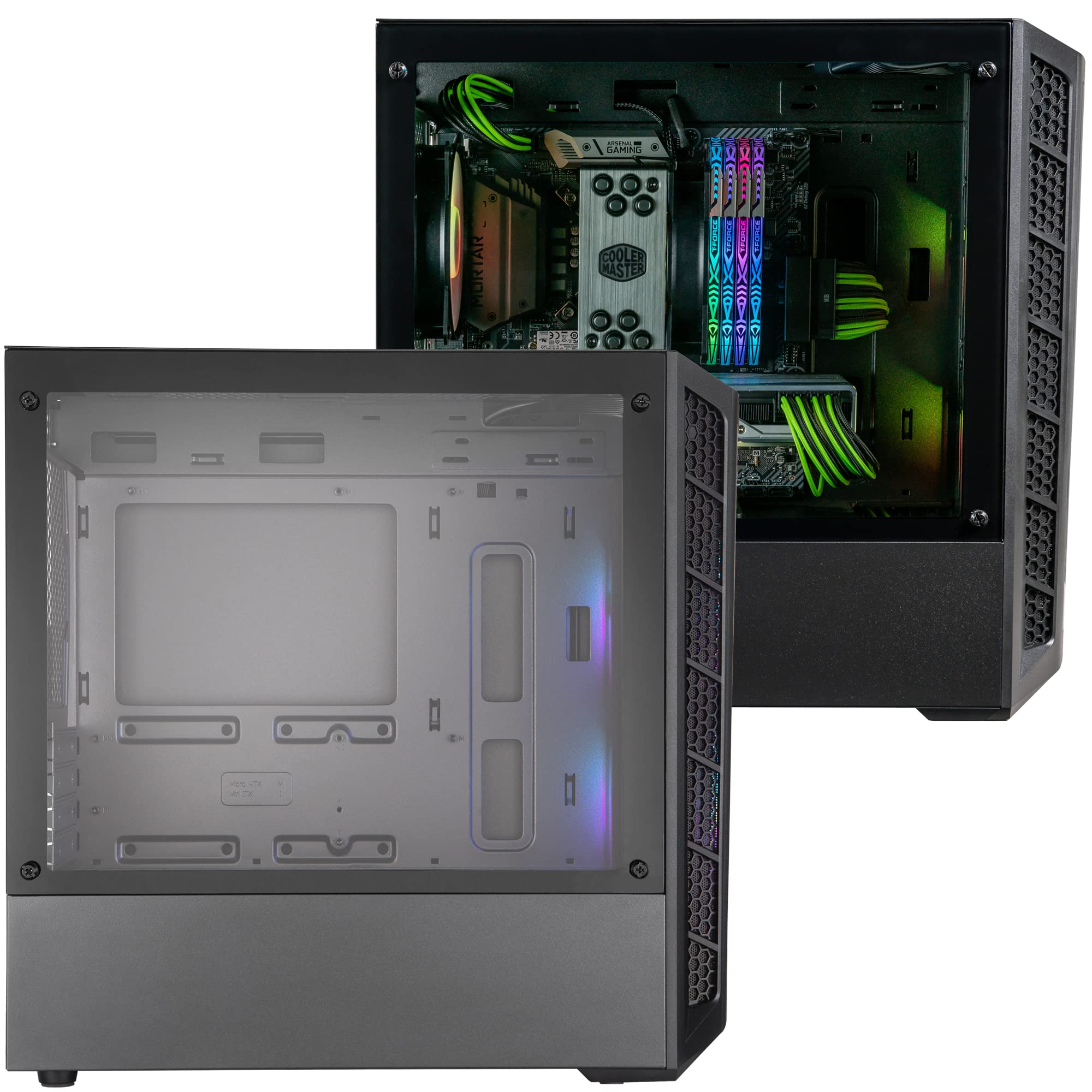 Cooler Master MasterBox MB320L ARGB Micro-ATX PC Case with Dual ARGB Fans, DarkMirror Front Panel, Mesh Intake Vents & Tempered Glass Side Panel - Ideal for Gaming Rigs and Custom PC Builds