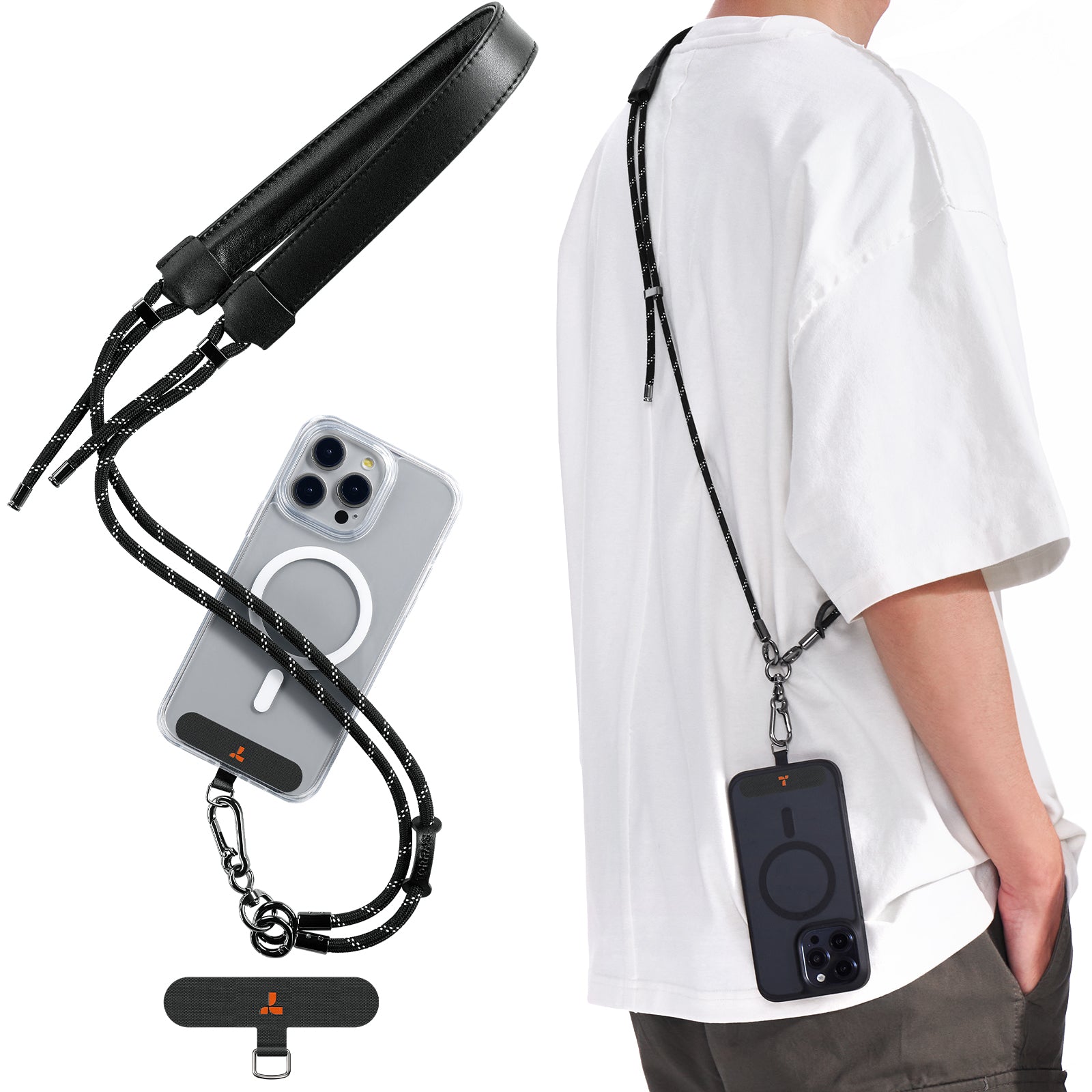LoopGo Crossbody Leather Phone Lanyard - Adjustable Strap for iPhone, Samsung & Smartphones - Hands-Free Convenience for Travel, Shopping & Outdoor Activities