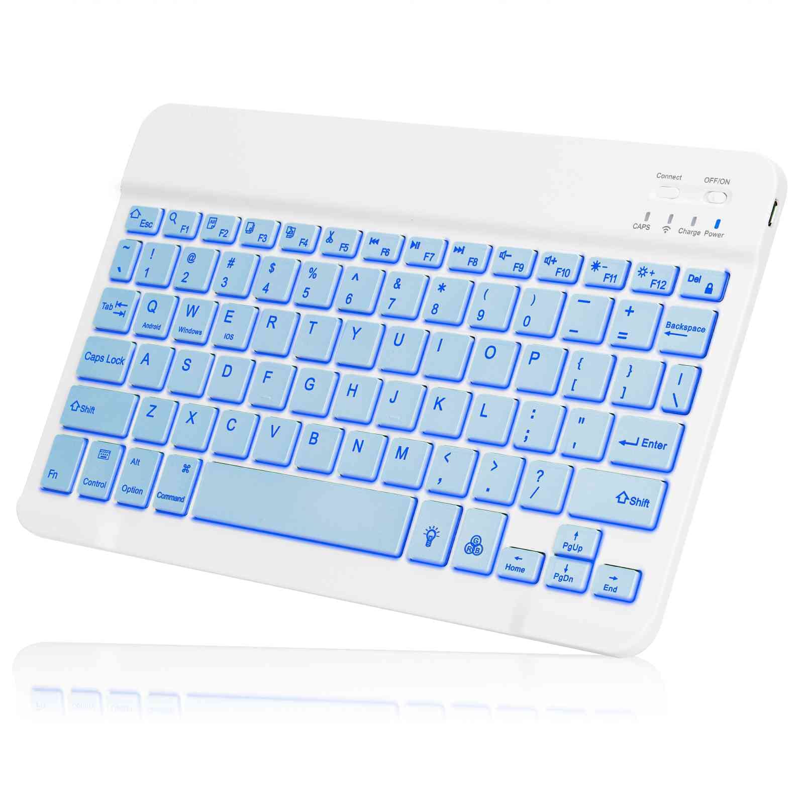 UX030 Ultra-Thin Wireless Keyboard - Ergonomic RGB Backlit, Bluetooth 5.1 & 2.4GHz Dual Mode, Rechargeable, Compatible with ASUS ROG Phone 6D Ultimate - Perfect for Gaming, Office Work & Mobile Typing