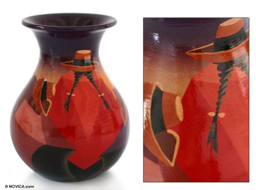 NOVICA Handcrafted Ceramic Vase - Elegant Home Decor for Living Room, Dining Table & Wedding Centerpiece