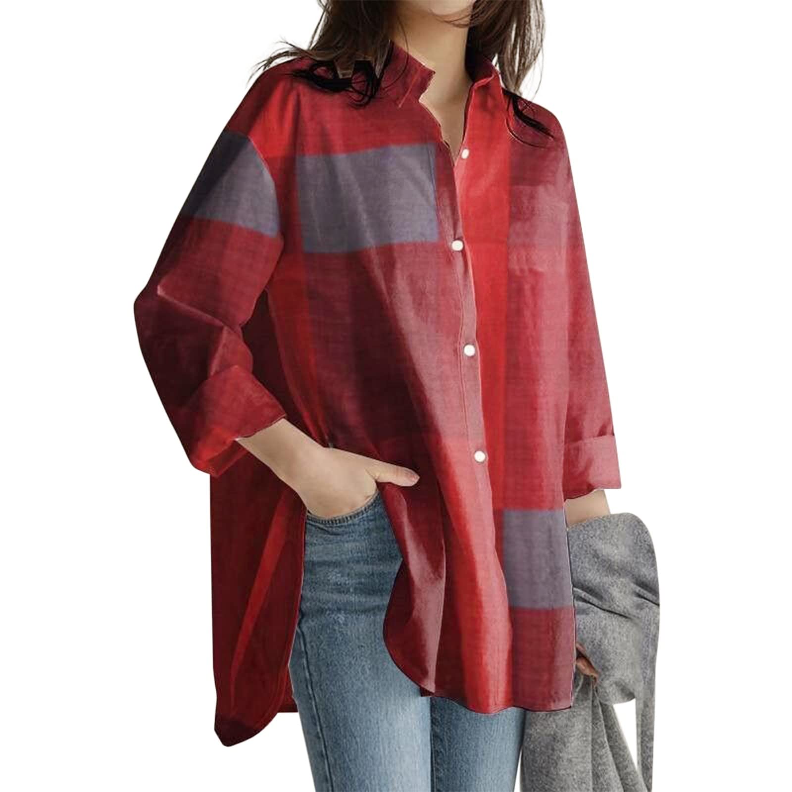 Fashionable V-Neck Long Sleeve T-Shirts for Women & Teen Girls - Summer Casual Lapel Top Blouse (Office Wear, Date Night, Weekend Outfits)