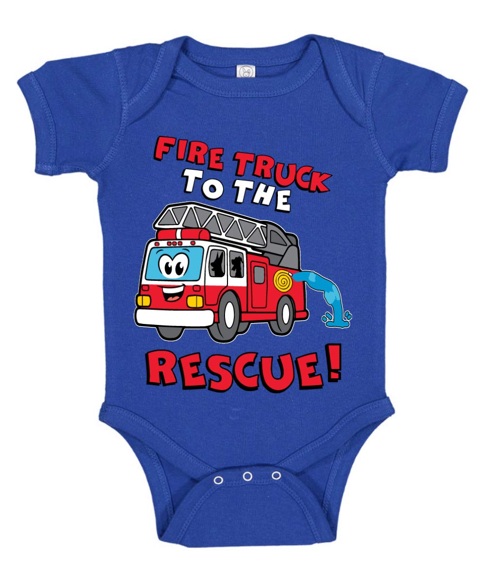 Fire Truck Rescue Red Firetruck with Dogs - Baby Boys Girls Infant Bodysuit | Cute Animal & Vehicle Design for Playtime & Photo Shoots