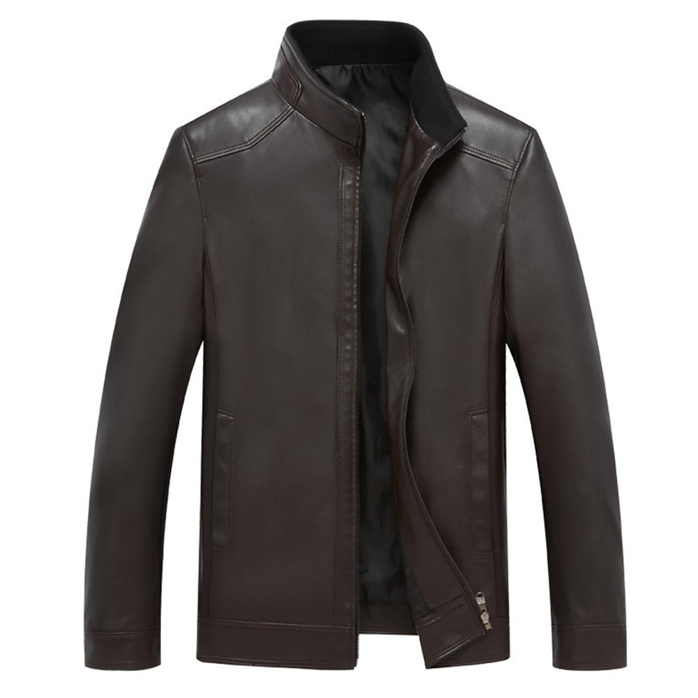 Premium Brown Standing Collar Leather Jacket for Men - Stylish Motorcycle & Casual Wear - Perfect for Riding, Night Out & Everyday Fashion
