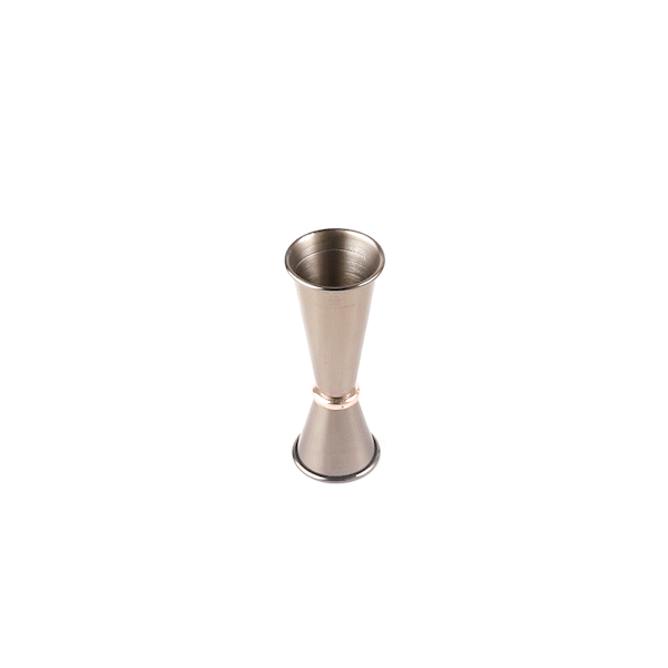 1 oz & 2 oz Black Stainless Steel Japanese Style Jigger with Copper Ring - Professional Bar Measuring Tool for Cocktails, Mixology & Home Bartending