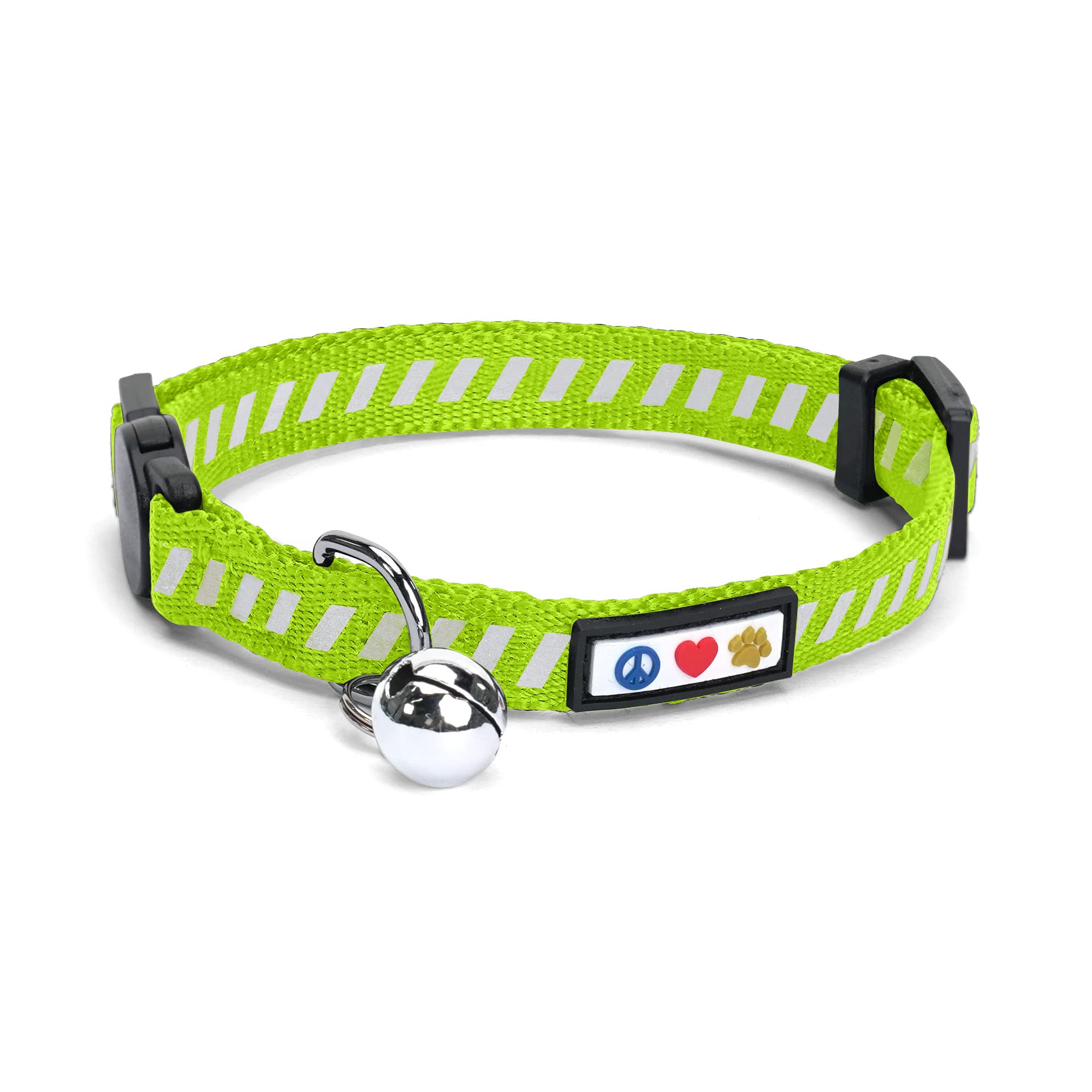 Pawtitas Reflective Cat Collar with Safety Buckle & Bell - Customizable Name & Phone Number - Glow in Dark Collar for Kittens & Cats - Perfect for Nighttime Safety & Outdoor Adventures