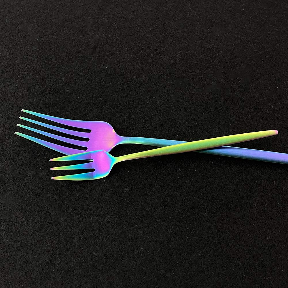 Premium Stainless Steel Titanium Plated Cake Serving Set - 6-Piece Cake Server & Forks for Birthday, Wedding, Party Desserts (4.94