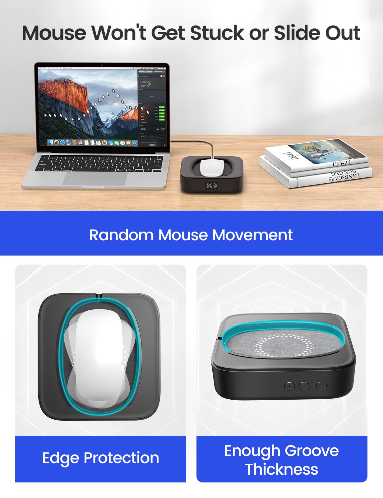 Undetectable Mouse Jiggler - Adjustable Interval & Screen Mouse Mover Device - Auto Mouse Shaker Wiggler for All Mice Sizes - Random Movement Technology - Perfect for Remote Work, Online Meetings & Computer Monitoring