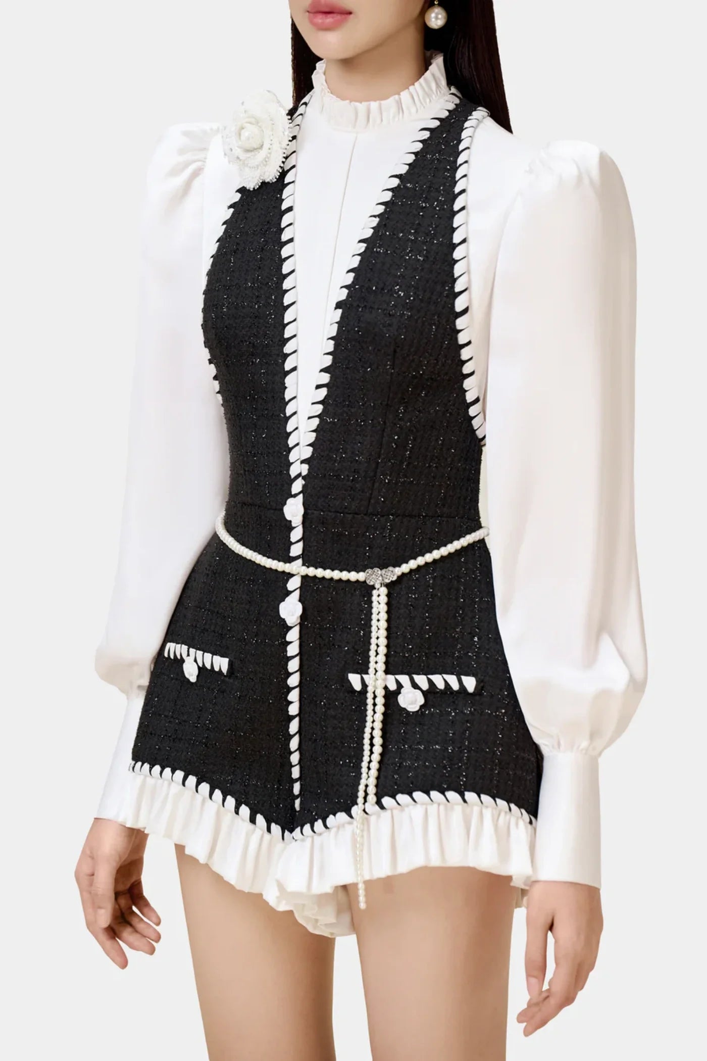 Colver Halter Tweed Shirt Romper for Women - Stylish Summer Jumpsuit with Adjustable Straps | Perfect for Beach, Vacation & Outdoor Activities