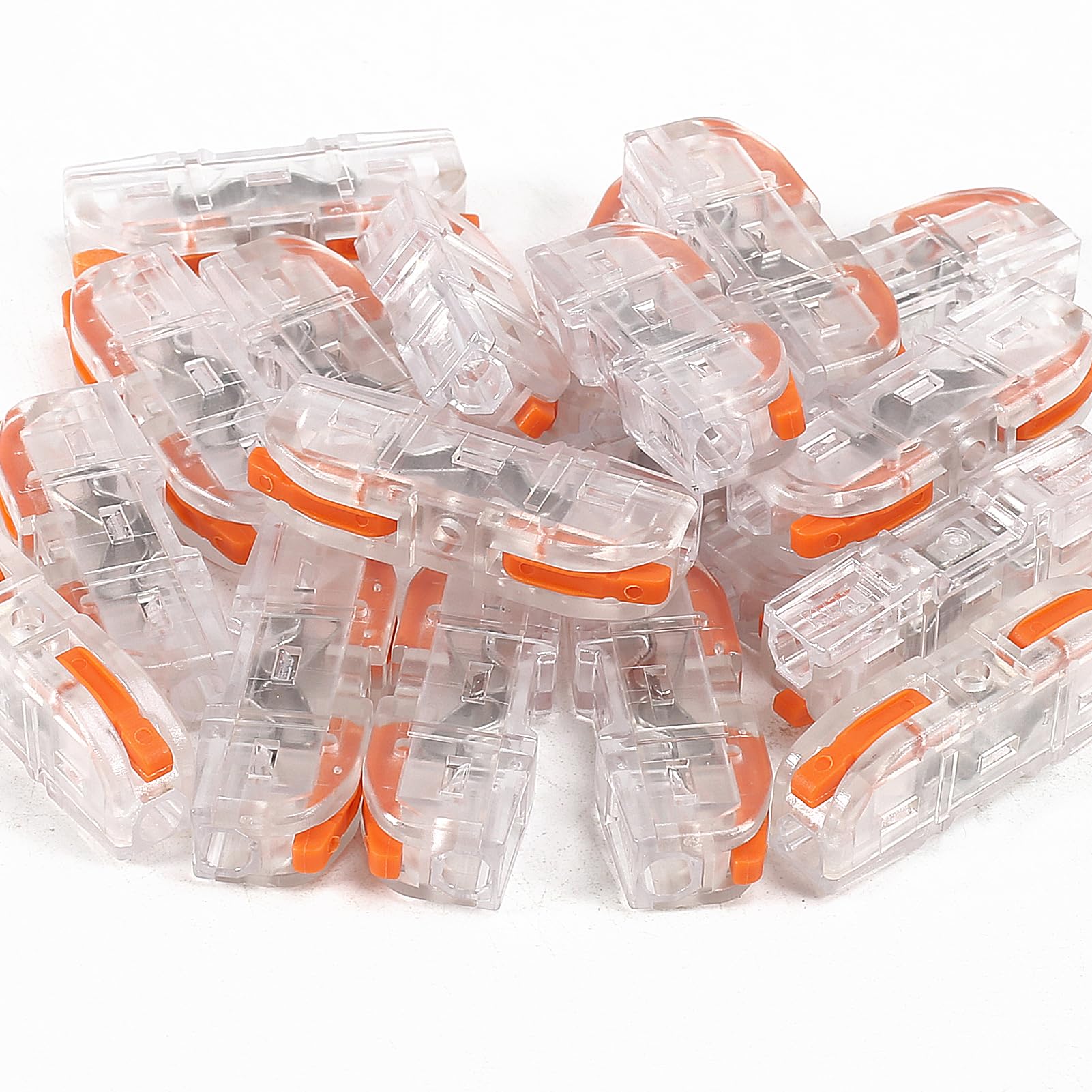 20pcs Orange Lever Wire Connectors - Compact 1 to 1 Inline Electrical Connectors for 28-12 AWG Wires | DIY Home Wiring, Electrical Repairs & Automotive Applications