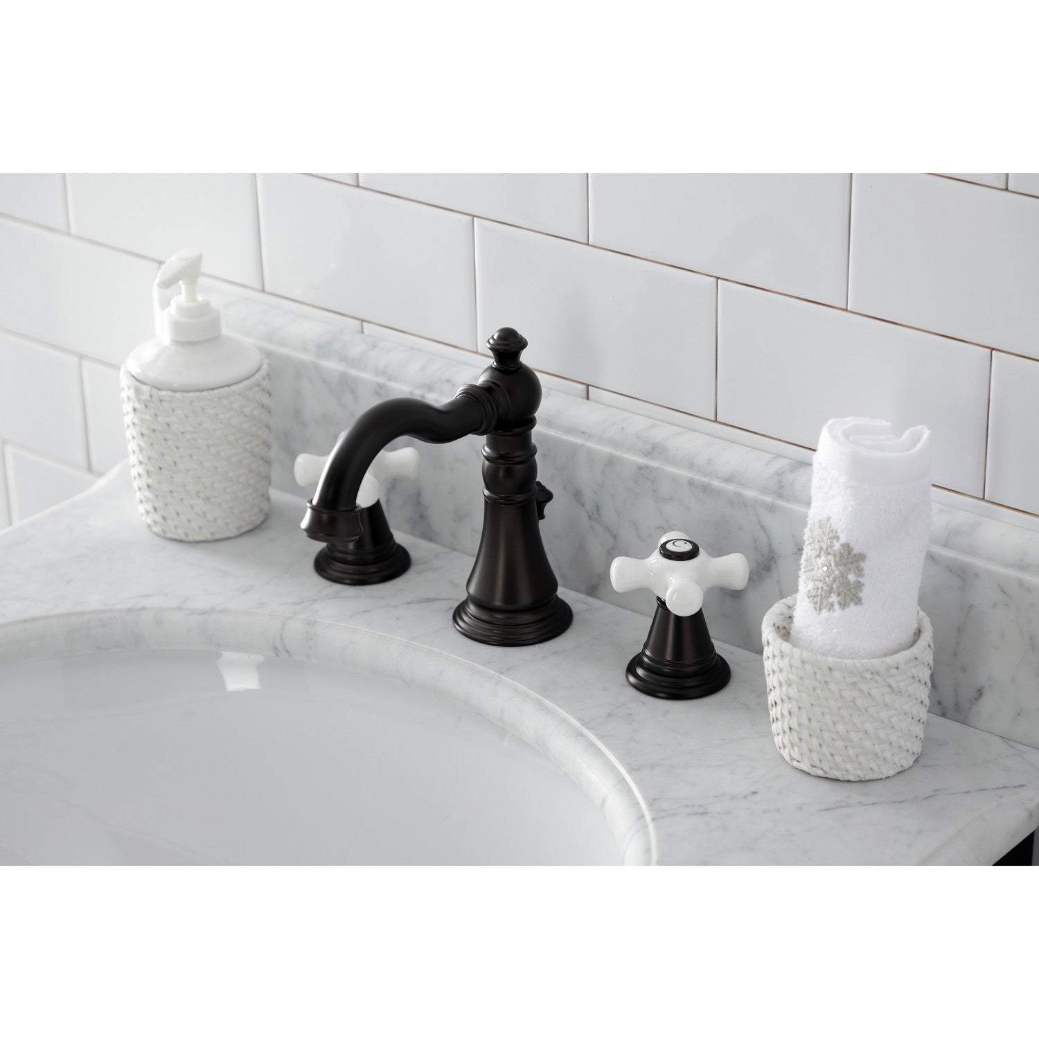 American Classic FSC1975APX Oil Rubbed Bronze Widespread Bathroom Faucet - 2 Handle 3 Hole Deck Mount with Pop Up Drain - Perfect for Modern Bathroom Renovations & Luxury Home Upgrades