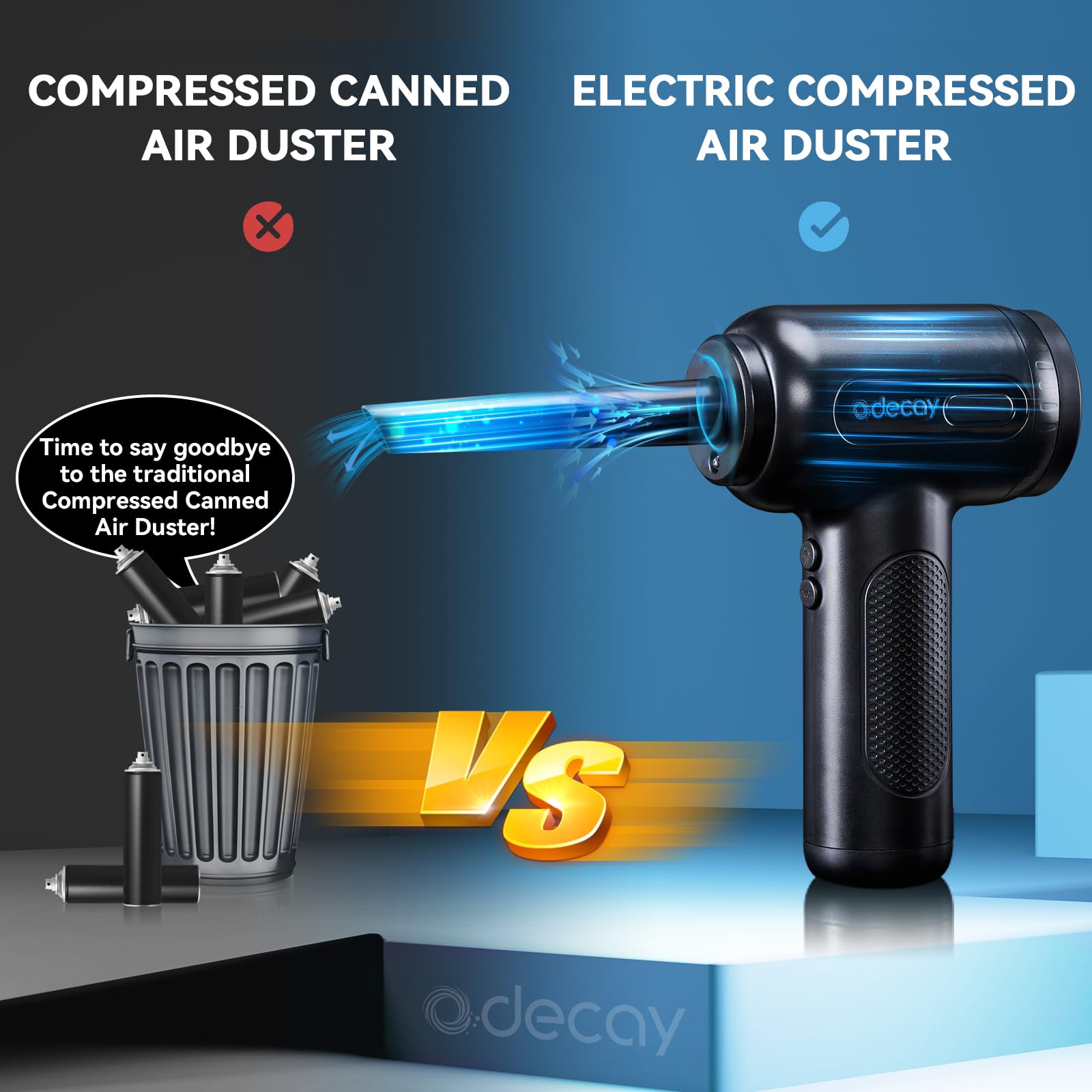 PRO Compressed Air Duster - Electric Keyboard Cleaner & Cordless Air Blower for PC, Laptop, Electronics | Brushless Motor | Perfect for Computer Maintenance, Car Detailing & Home Office Cleaning