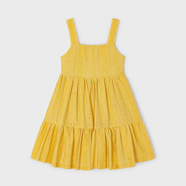 Honeycomb Eyelet Tiered Dress for Girls - Floral Lace Summer Dress with Ruffles | Perfect for Birthday Parties, Family Gatherings & Outdoor Events