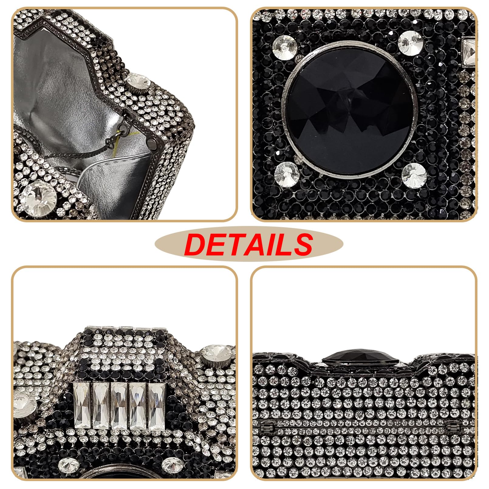 Crystal Clutch Purse - Cute Camera Shaped Mini Rhinestone Evening Bag for Women, Wedding Party Handbag | Elegant Accessory for Prom, Date Night & Special Occasions