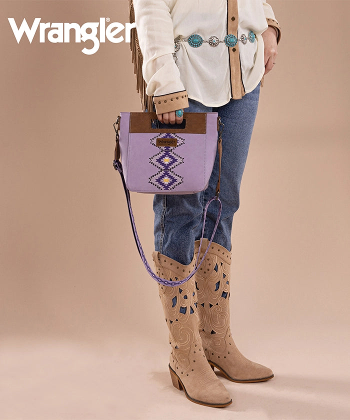 Wrangler Aztec Embroidered Crossbody Bag for Women - Stylish Boho Purse with Adjustable Strap, Perfect for Travel, Shopping & Daily Use