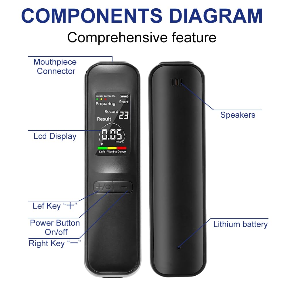 **Portable Non-Contact Breathalyzer – High Accuracy Alcohol Tester for Personal & Professional Use | Home, Office, and Road Safety**