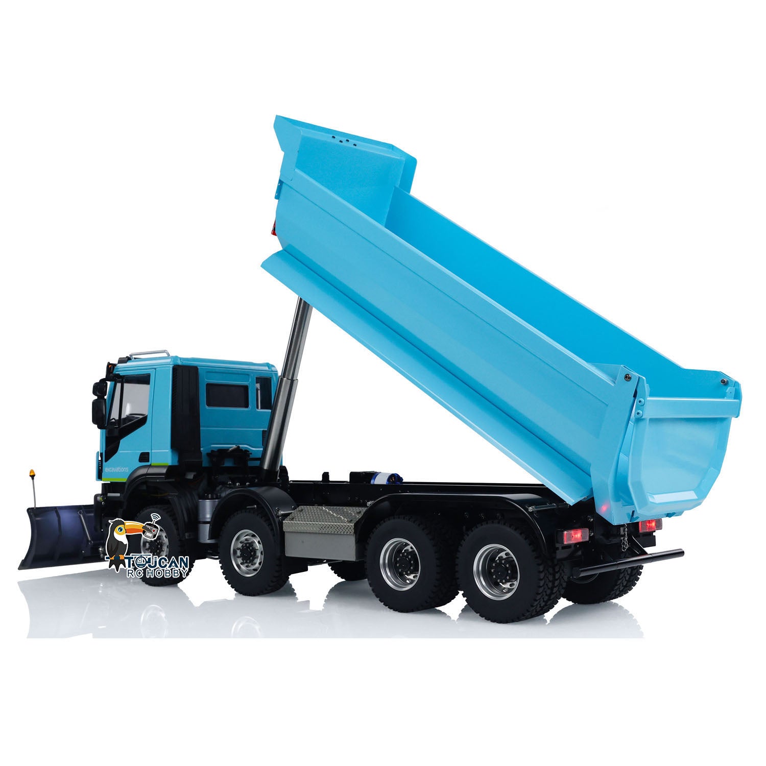1/14 Scale Metal RC Dump Truck - 8x8 Hydraulic Remote Control Tipper with Snow Blade | 2-Speed Transmission | Ready-to-Run Assembled Model | Perfect for Construction Site Play, Snow Removal & Off-Road Adventures