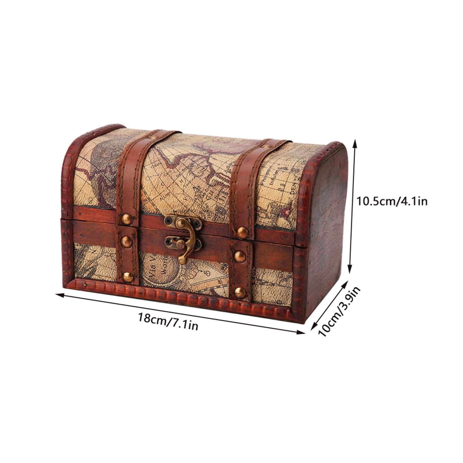 Handcrafted Wooden Treasure Chest Box with Lid - Decorative Jewelry Storage Case for Home Decor, Gift & Keepsake Organizer - Perfect for Bedroom, Living Room & Wedding Decor